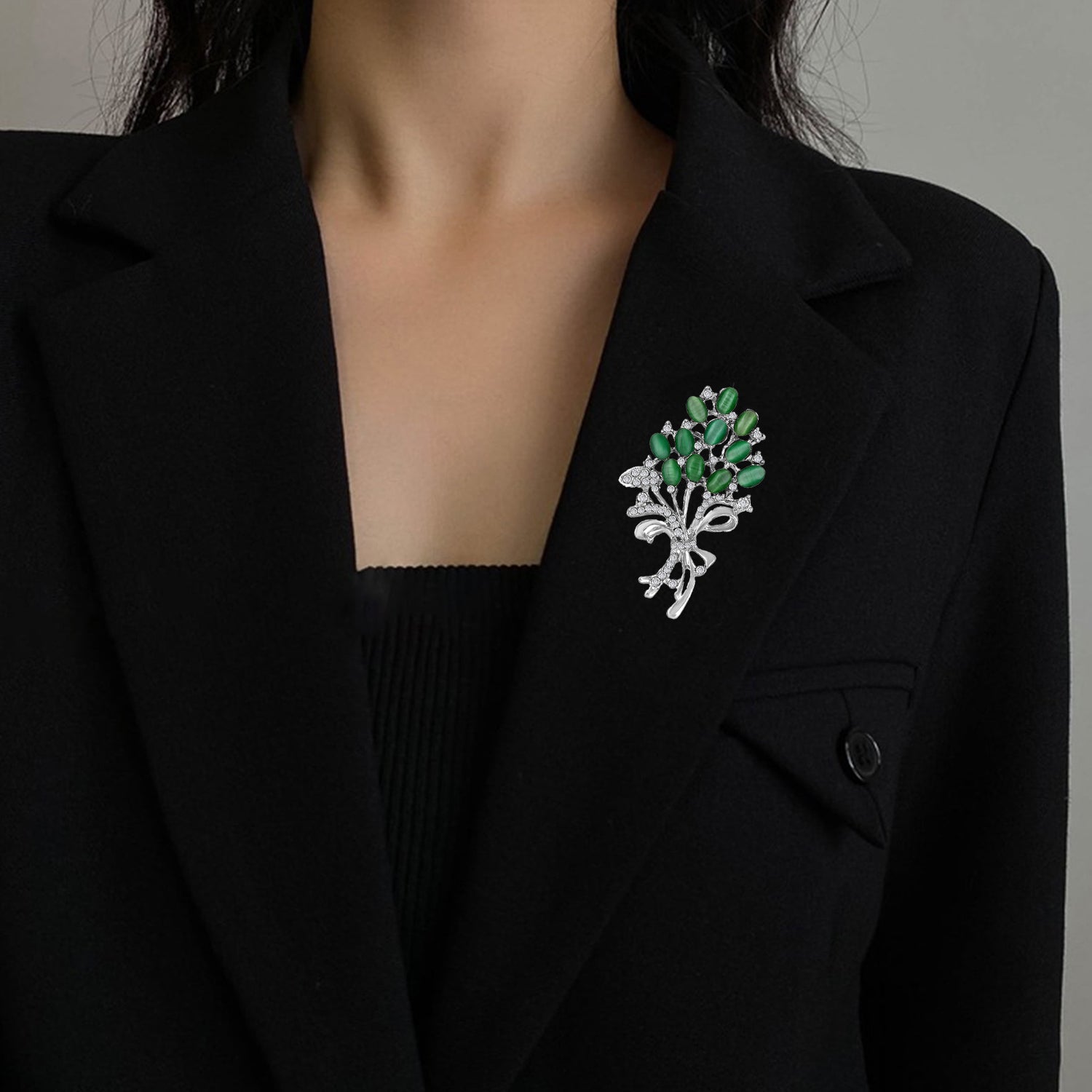 Opal Wheat Flower Bouquet Brooch / Saree Pin Dress Scarf