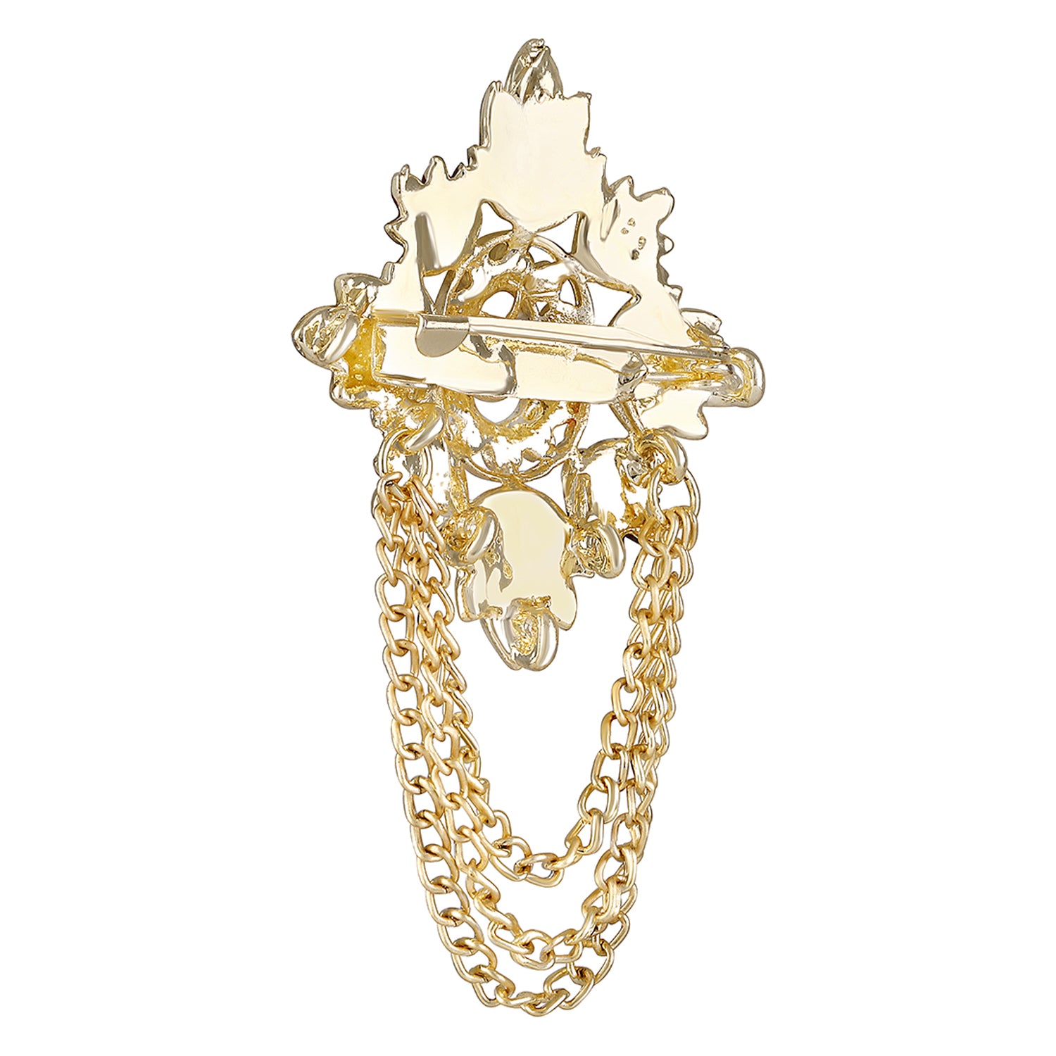 Meenakari Work Maple Leaf & Layered Chain Shervani Brooch