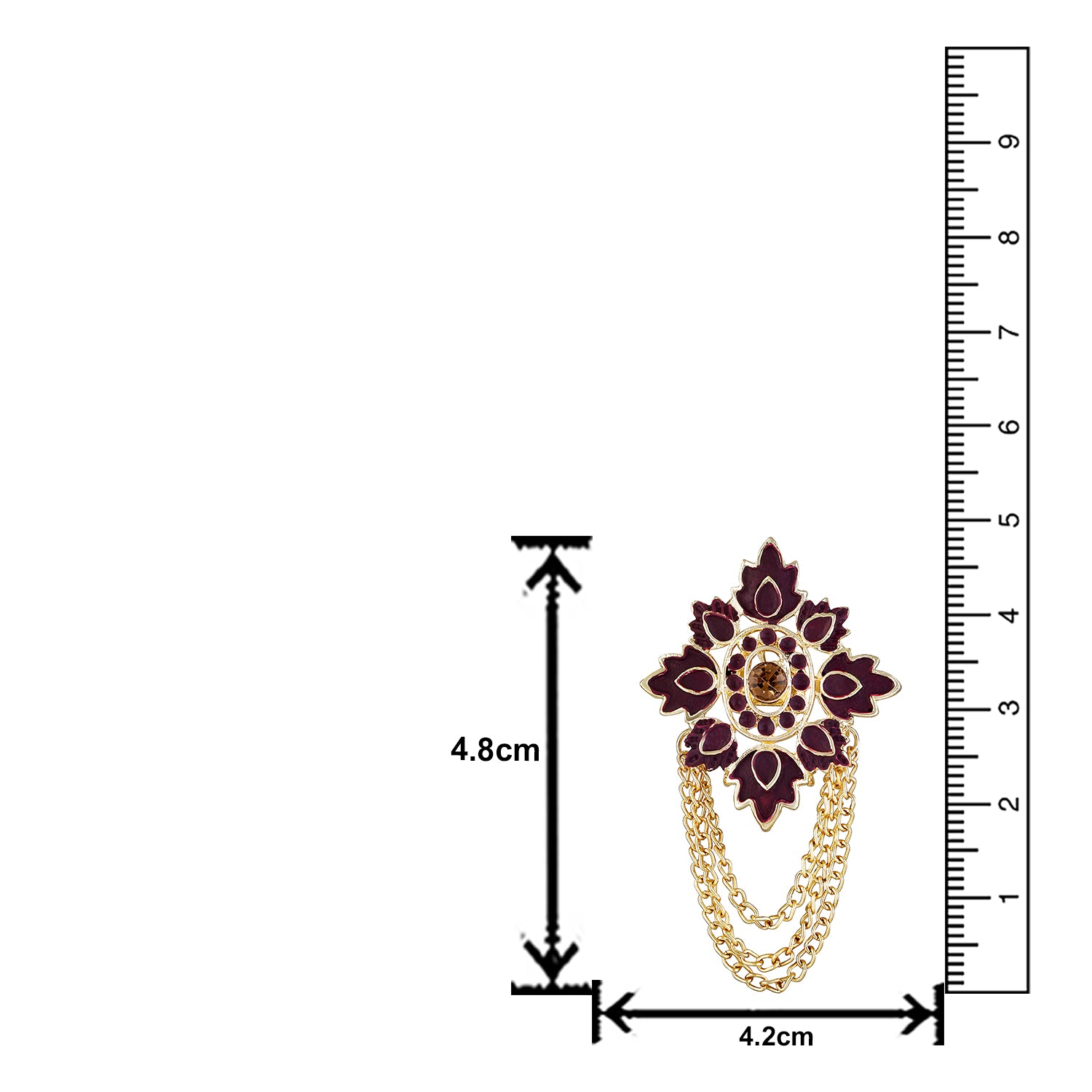 Meenakari Work Maple Leaf & Layered Chain Shervani Brooch