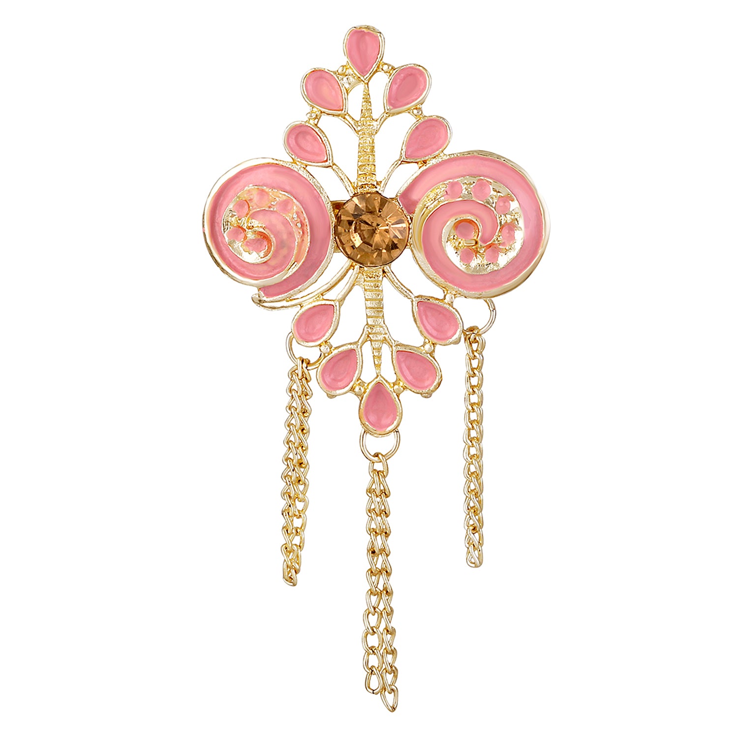 Meenakari Work Hanging Chains Brooch