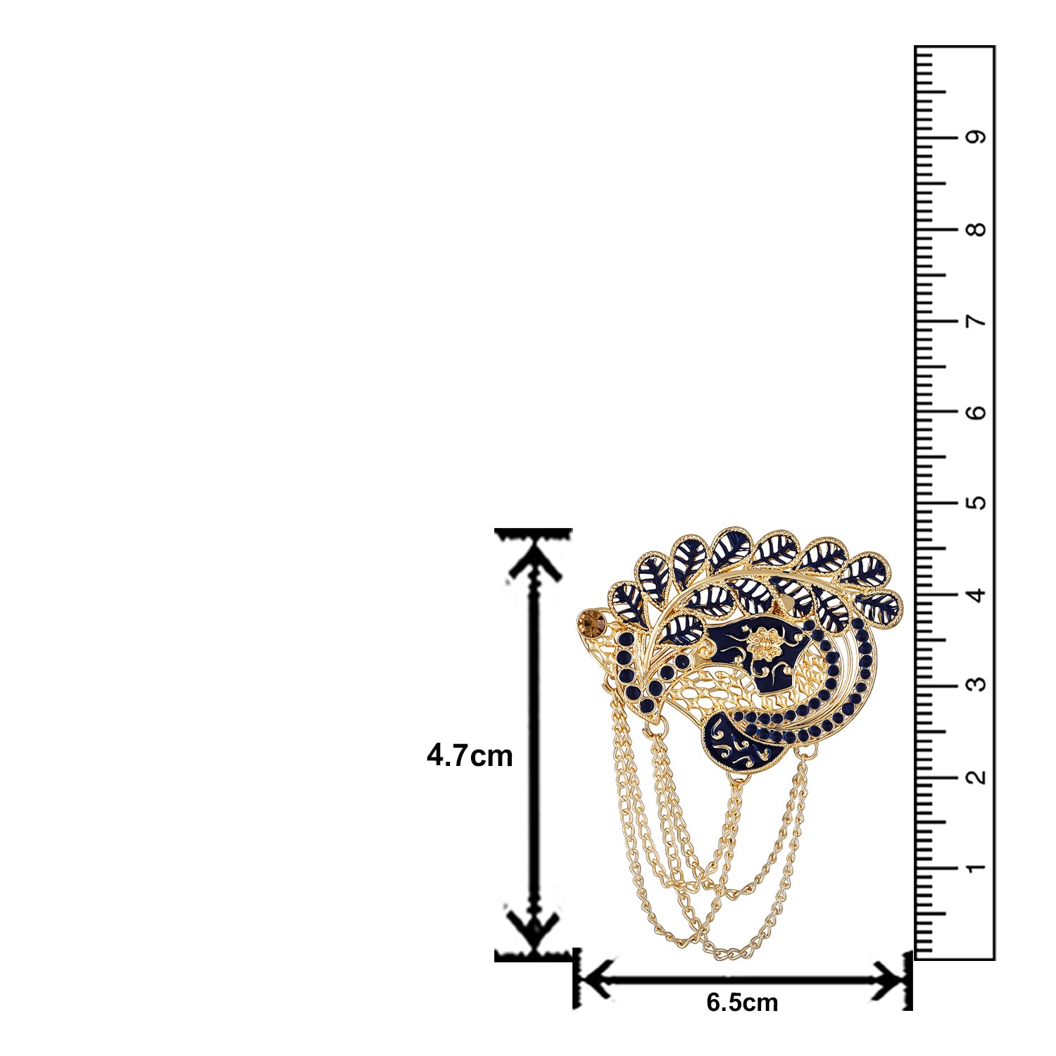 Meenakari Enamel Peacoch\k Shaped with Hanging Chain Brooch