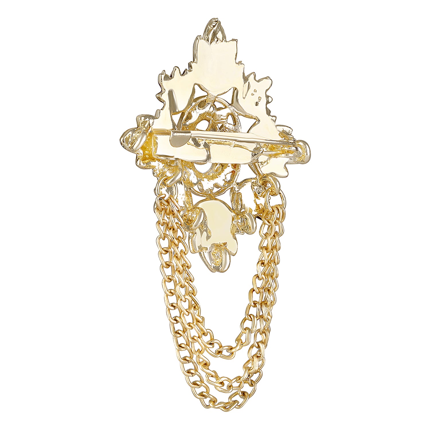 Meenakari Work Maple Leaf & Layered Chain Shervani Brooch