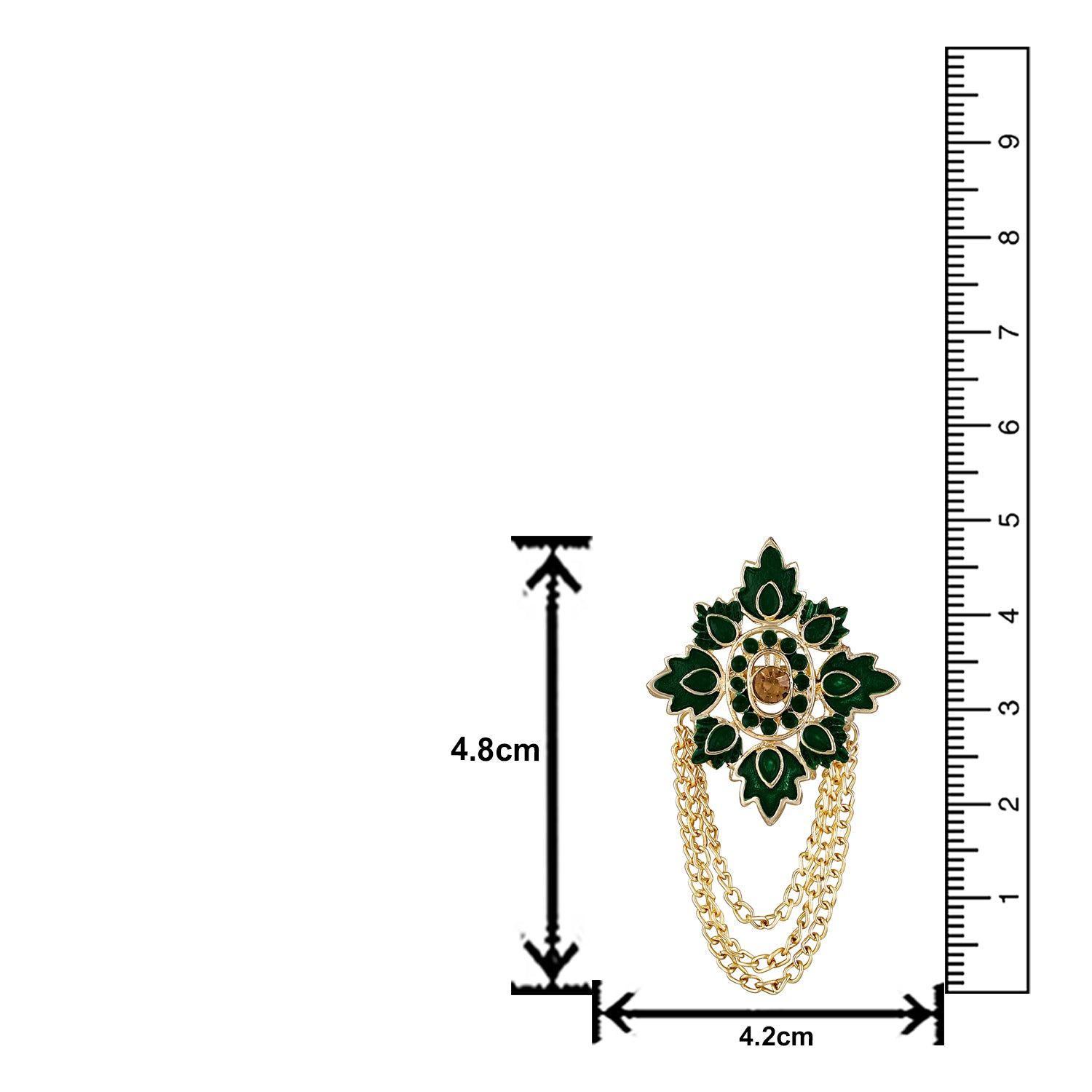 Meenakari Work Maple Leaf & Layered Chain Shervani Brooch