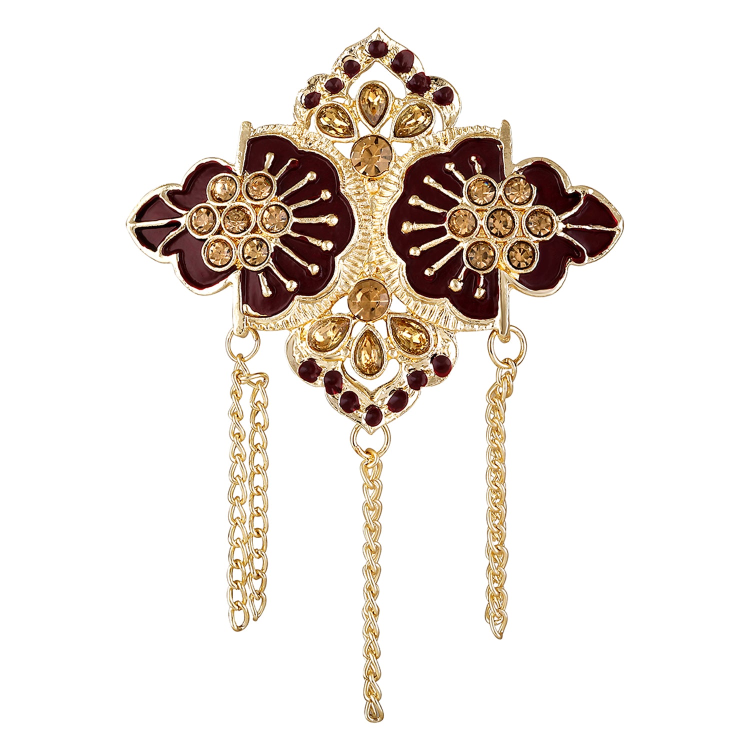 Meenakari Work Hanging Chains Brooch
