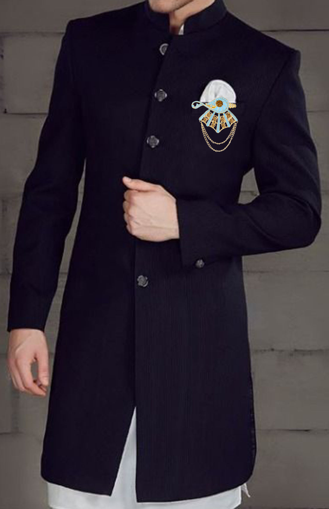 Meenakari Work Shankh Shaped Hanging Chains Brooch