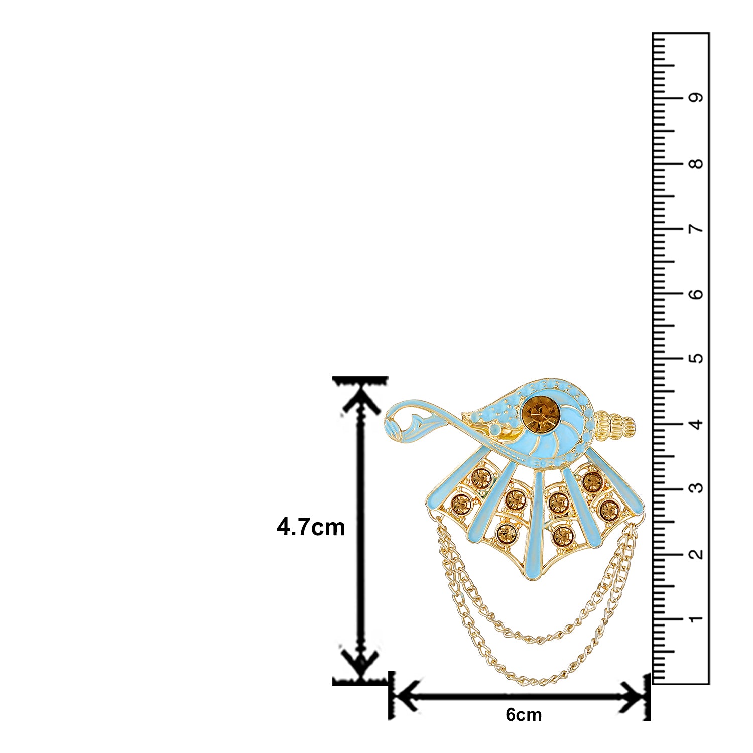 Meenakari Work Shankh Shaped Hanging Chains Brooch