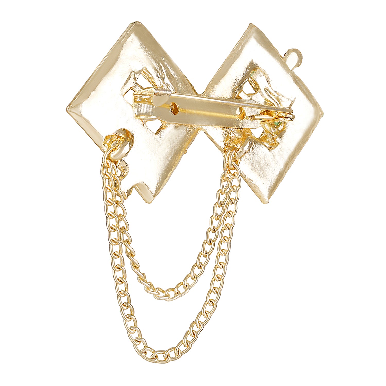 Meenakari Work Dual Rhombus Shaped Hanging Chains Brooch