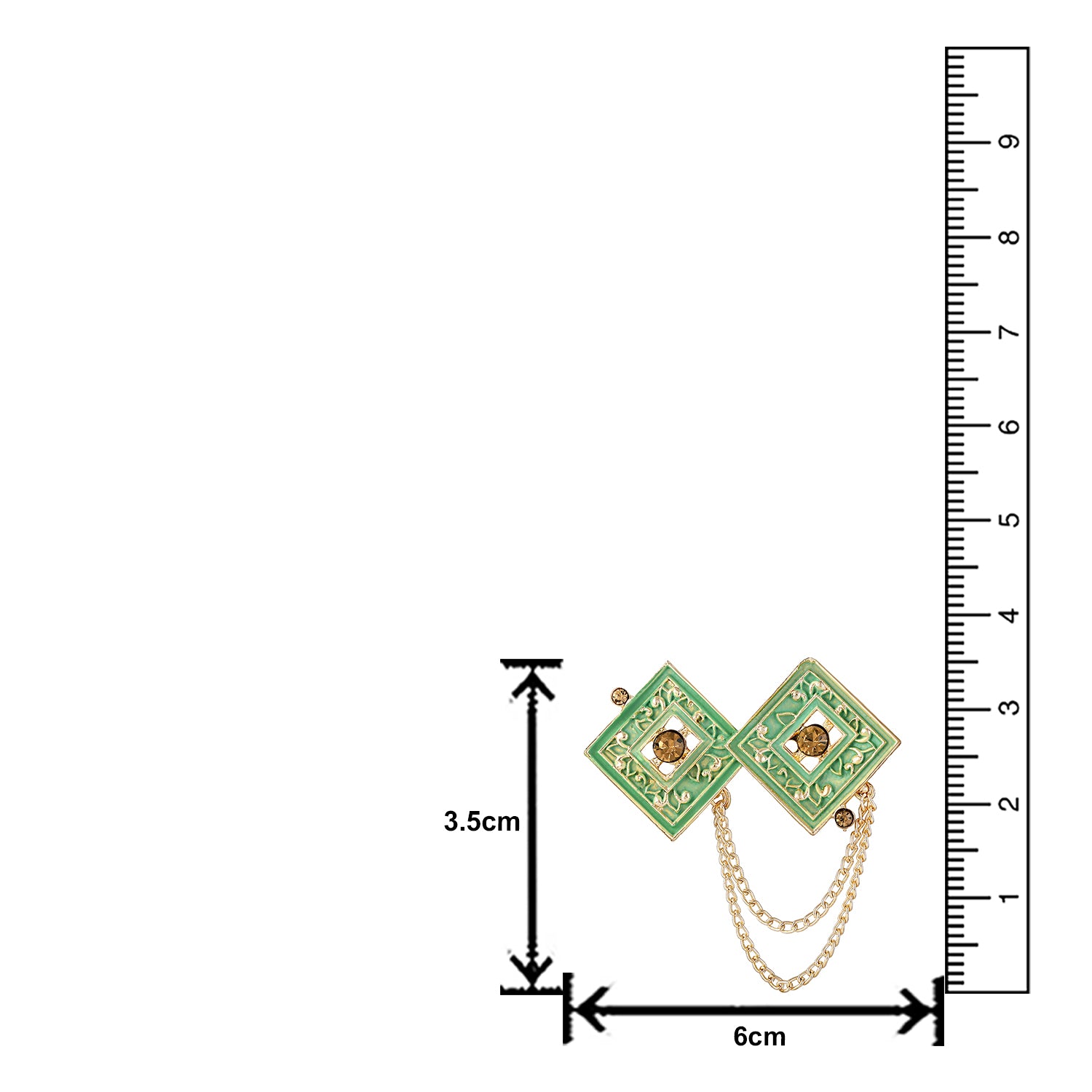 Meenakari Work Dual Rhombus Shaped Hanging Chains Brooch