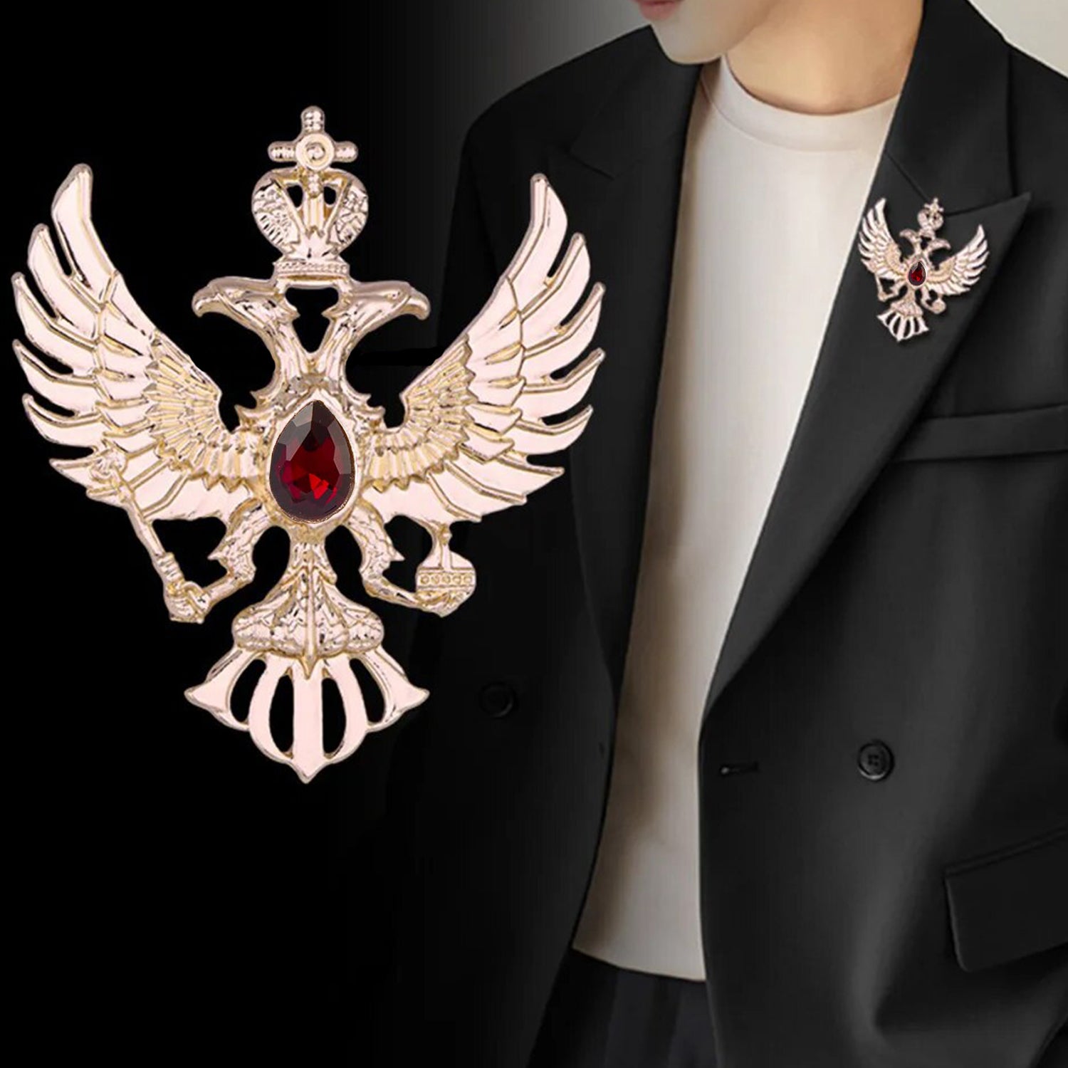 Dual Head Eagle Brooch