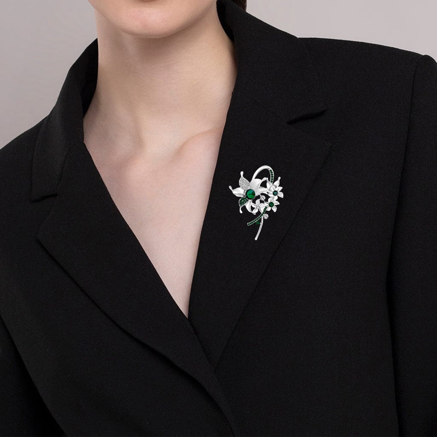 Floral Shaped Studded Saree Pin / Wedding Brooch