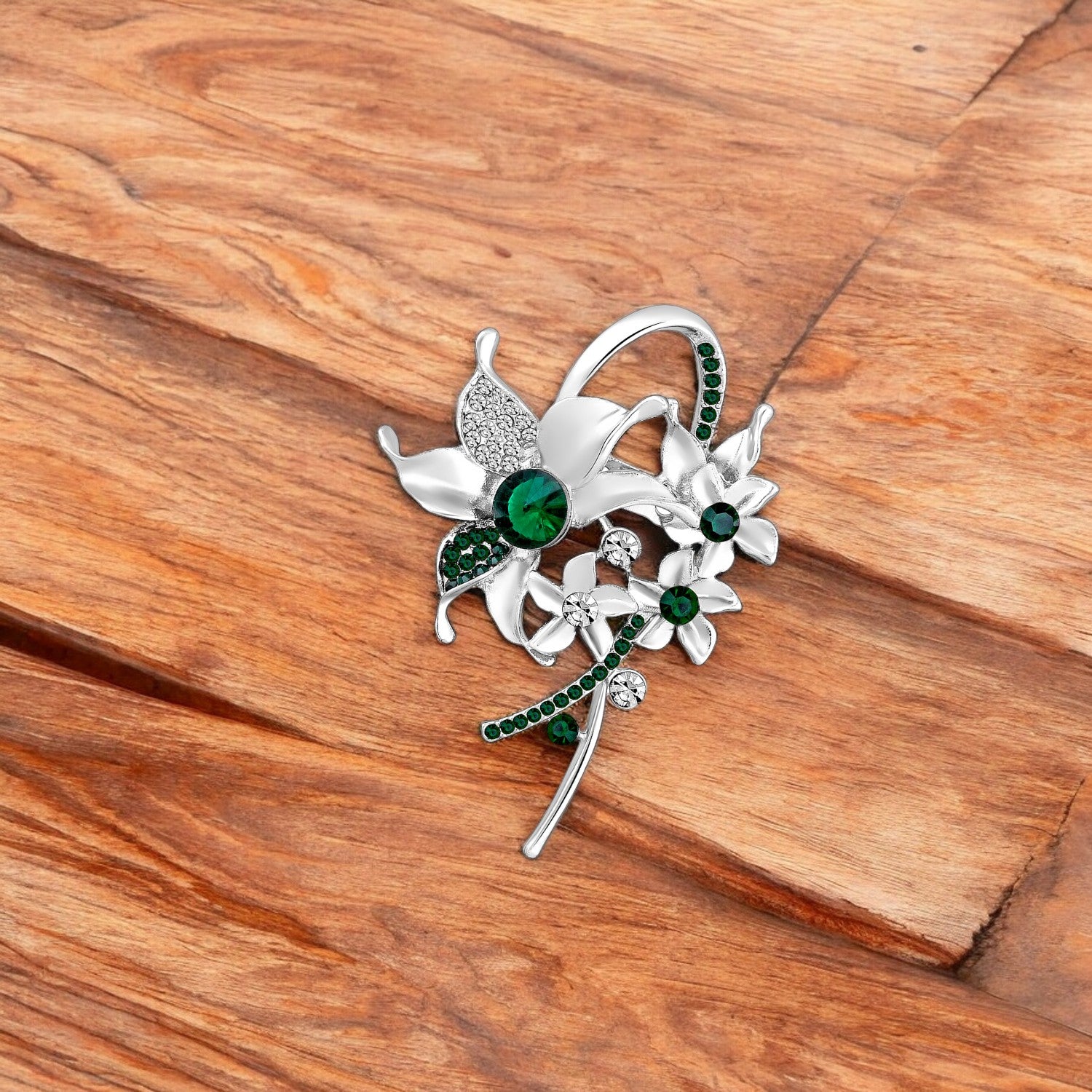 Floral Shaped Studded Saree Pin / Wedding Brooch