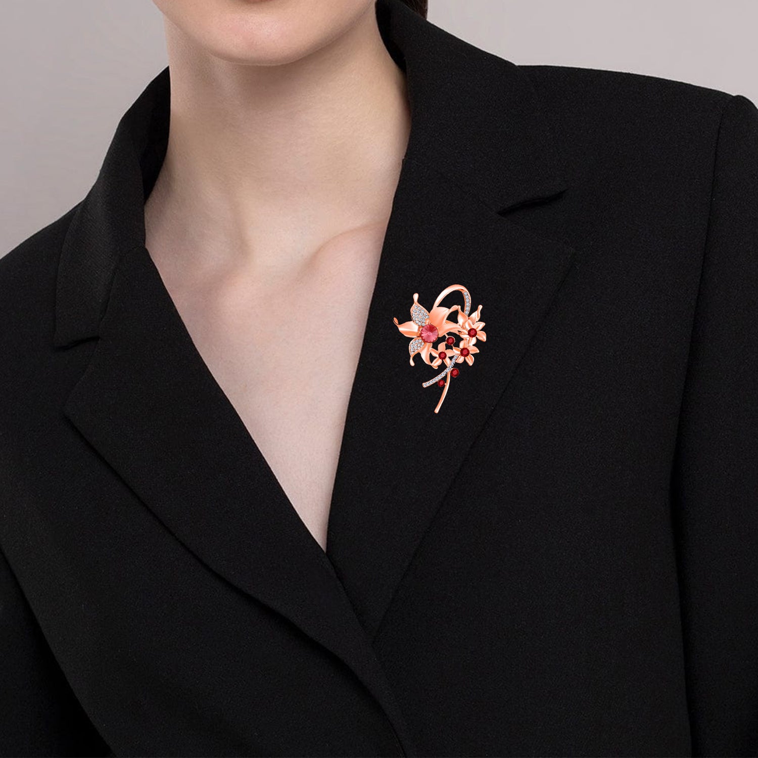 Floral Shaped Studded Saree Pin / Wedding Brooch