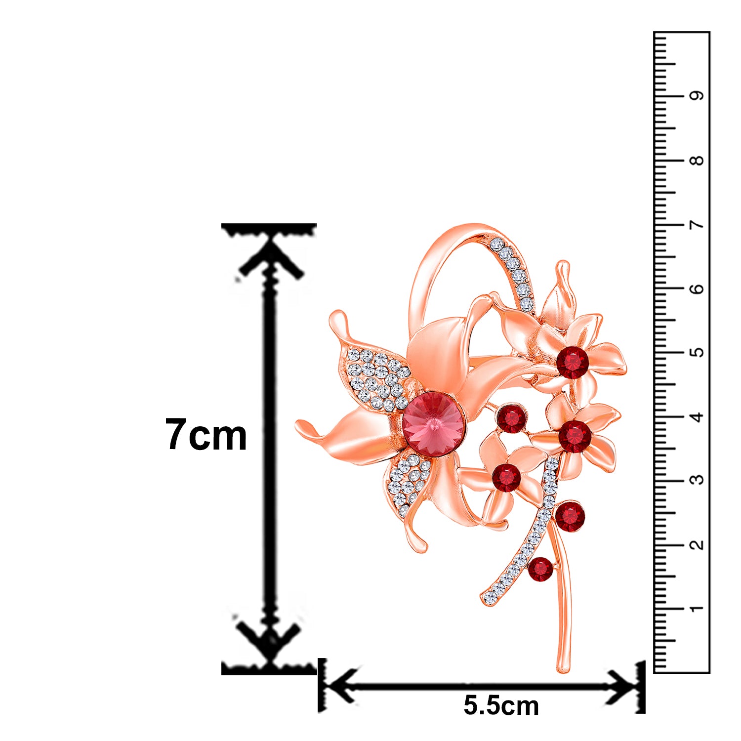 Floral Shaped Studded Saree Pin / Wedding Brooch