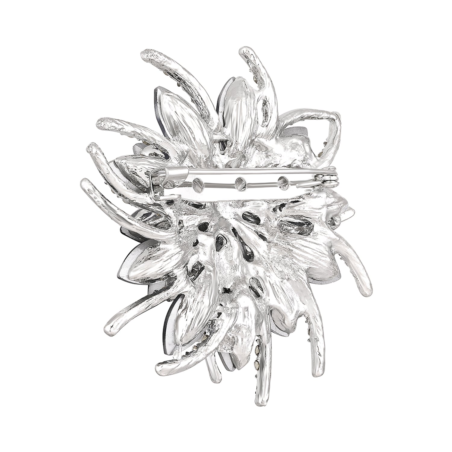 Floral Design Sapphire Blue Studded Saree Pin / Wedding Brooch