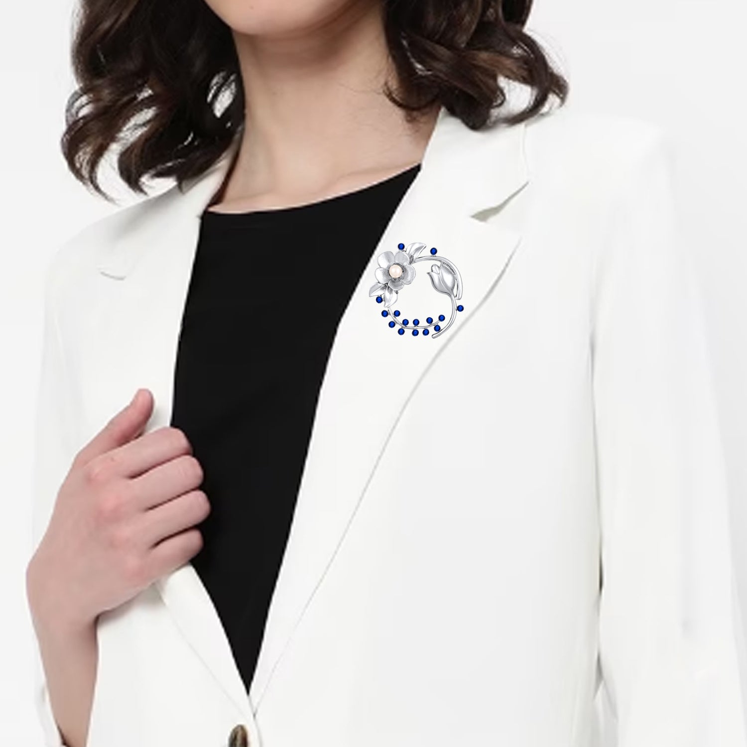 Floral Shaped Studded Saree Pin / Wedding Brooch