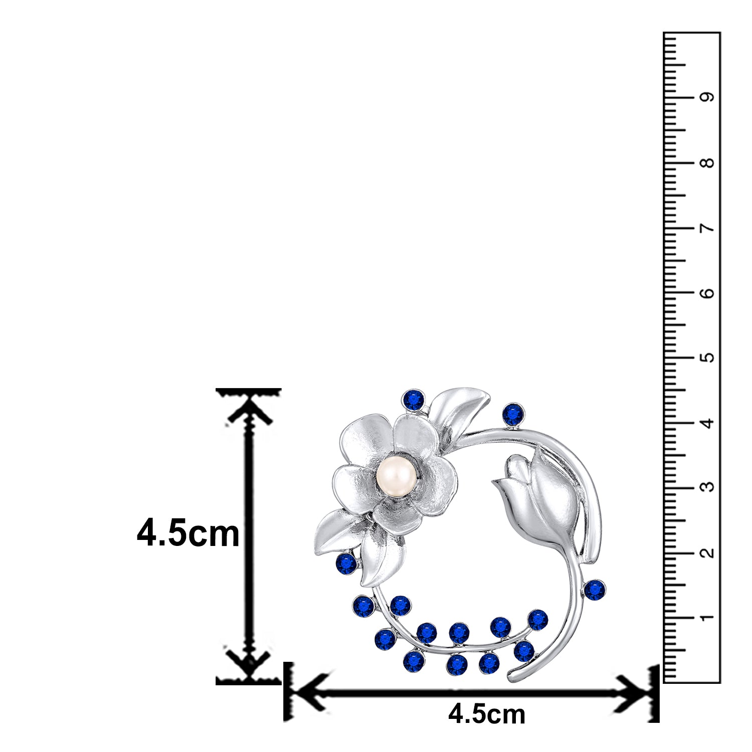 Floral Shaped Studded Saree Pin / Wedding Brooch