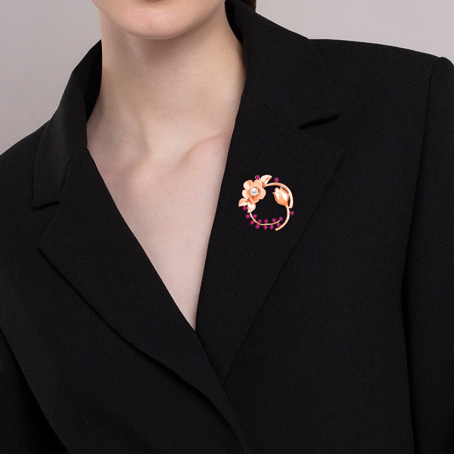 Floral Shaped Studded Saree Pin / Wedding Brooch