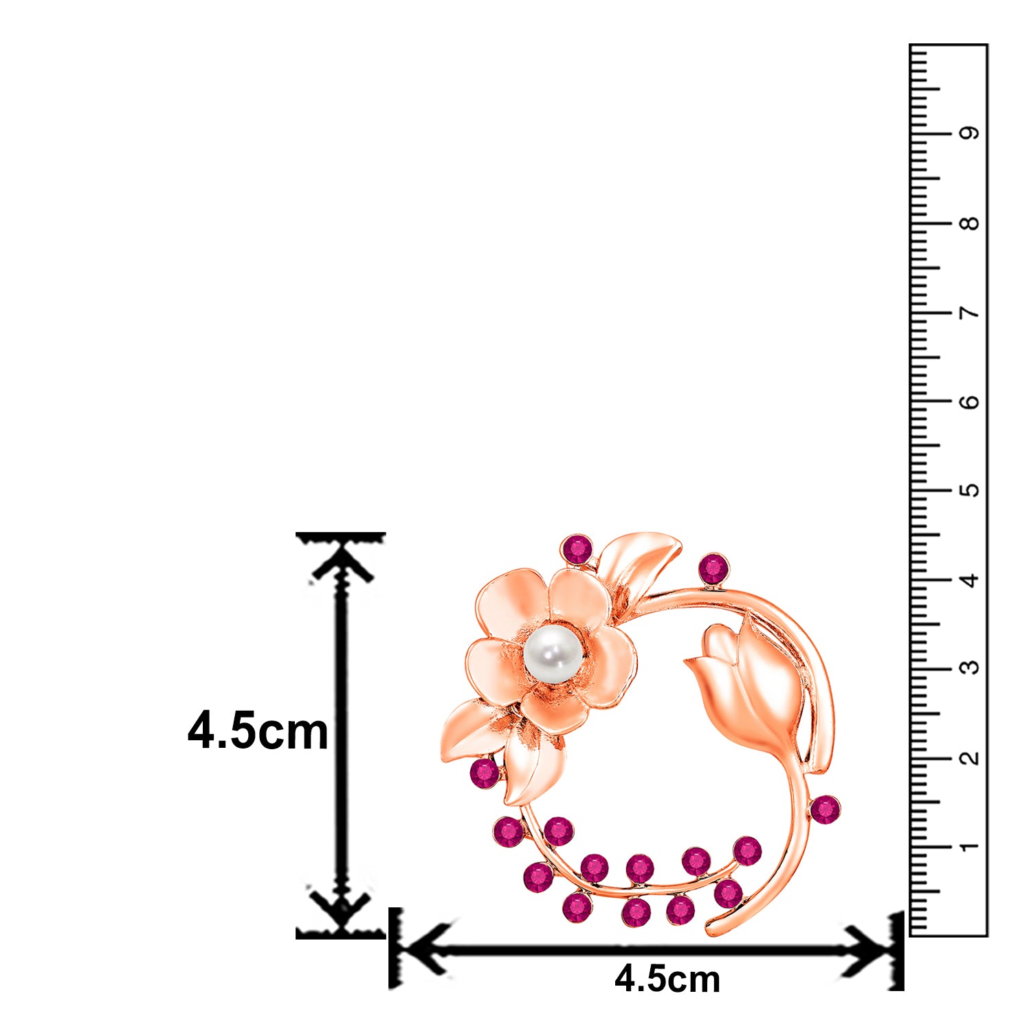 Floral Shaped Studded Saree Pin / Wedding Brooch