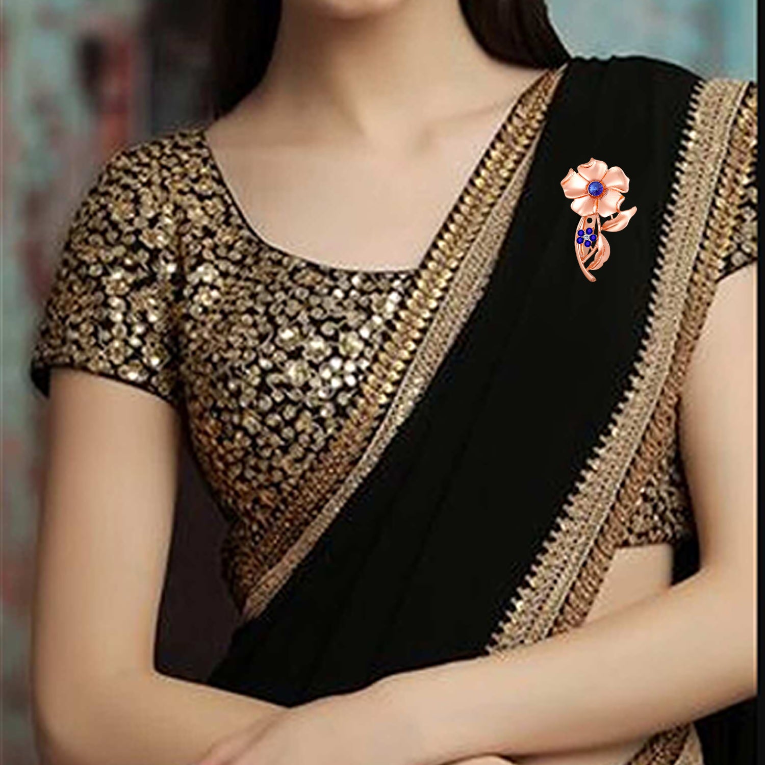 Dual Floral Shaped Saree Pin / Wedding Brooch