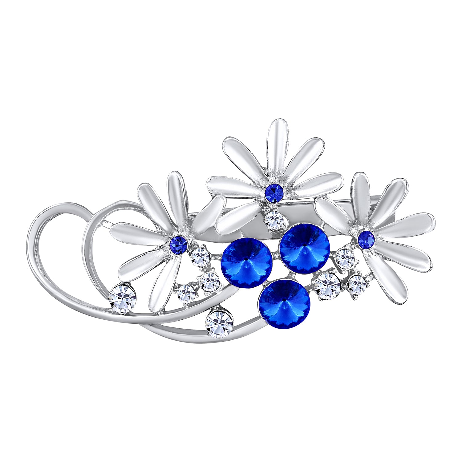 Floral Shaped Studded Saree Pin / Wedding Brooch