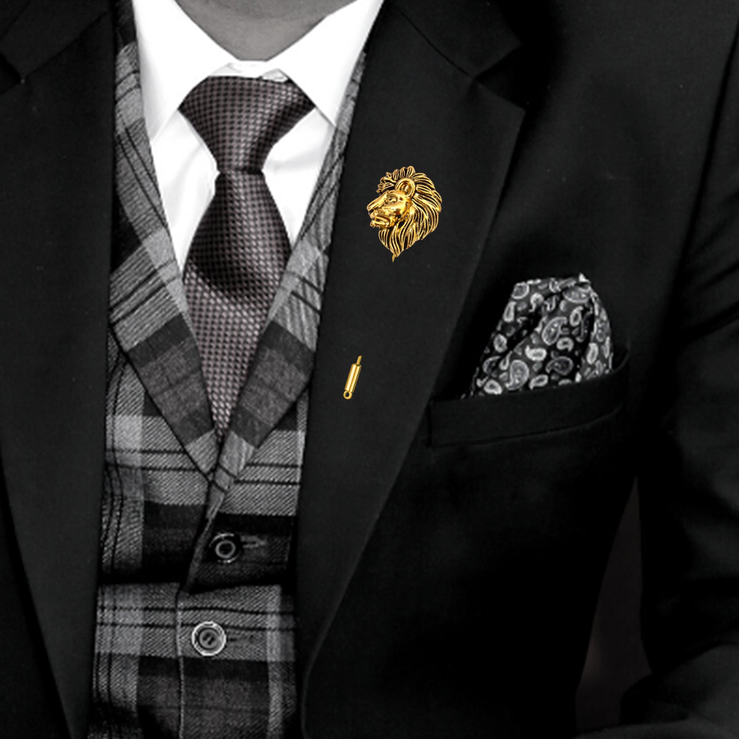 Vintage Lion Wedding Brooch / Lapel Pin