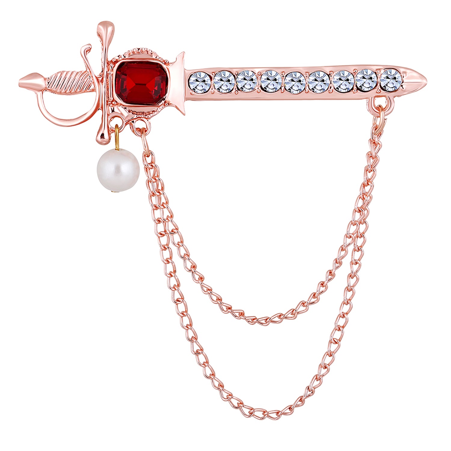 Sword-Shaped Brooch with Dual Layered Chain