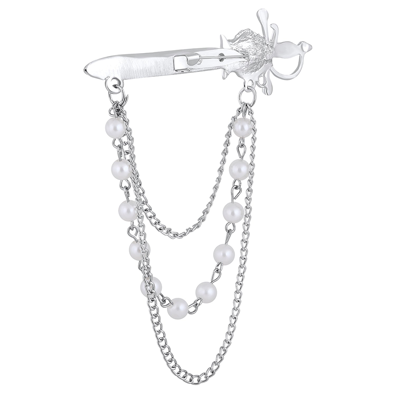 Sword-Shaped Brooch with Dual Layered Chain