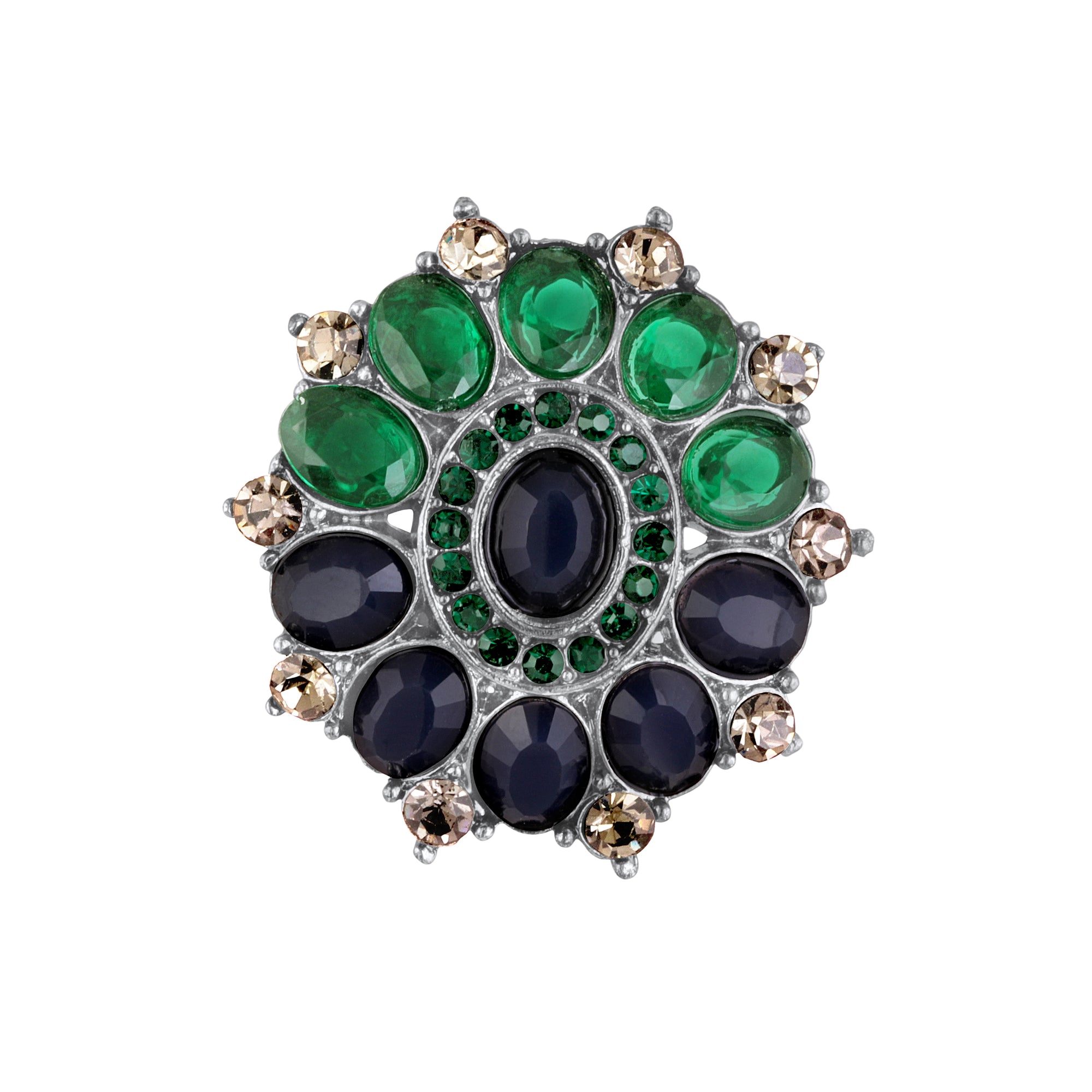 Gleaming Multicolor Crystals Saree Pin Brooch