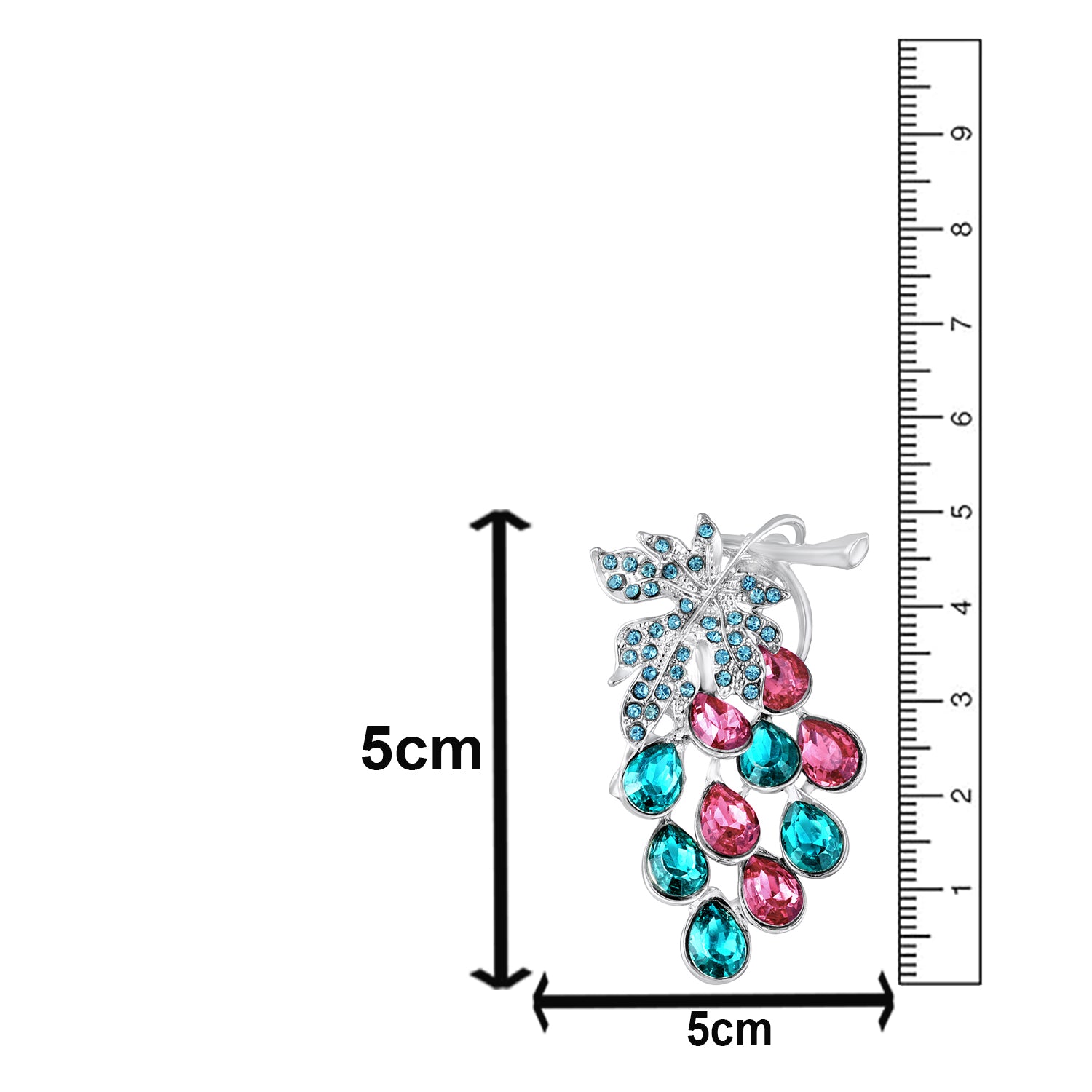 Blue Pink Crystals Vintage Leaf Brooch Saree Pin