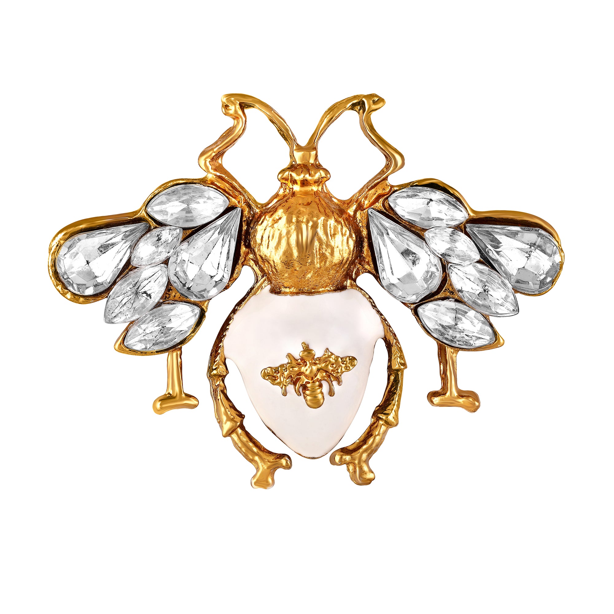 White Meenakari Bee-Shaped Brooch / Lapel Pin