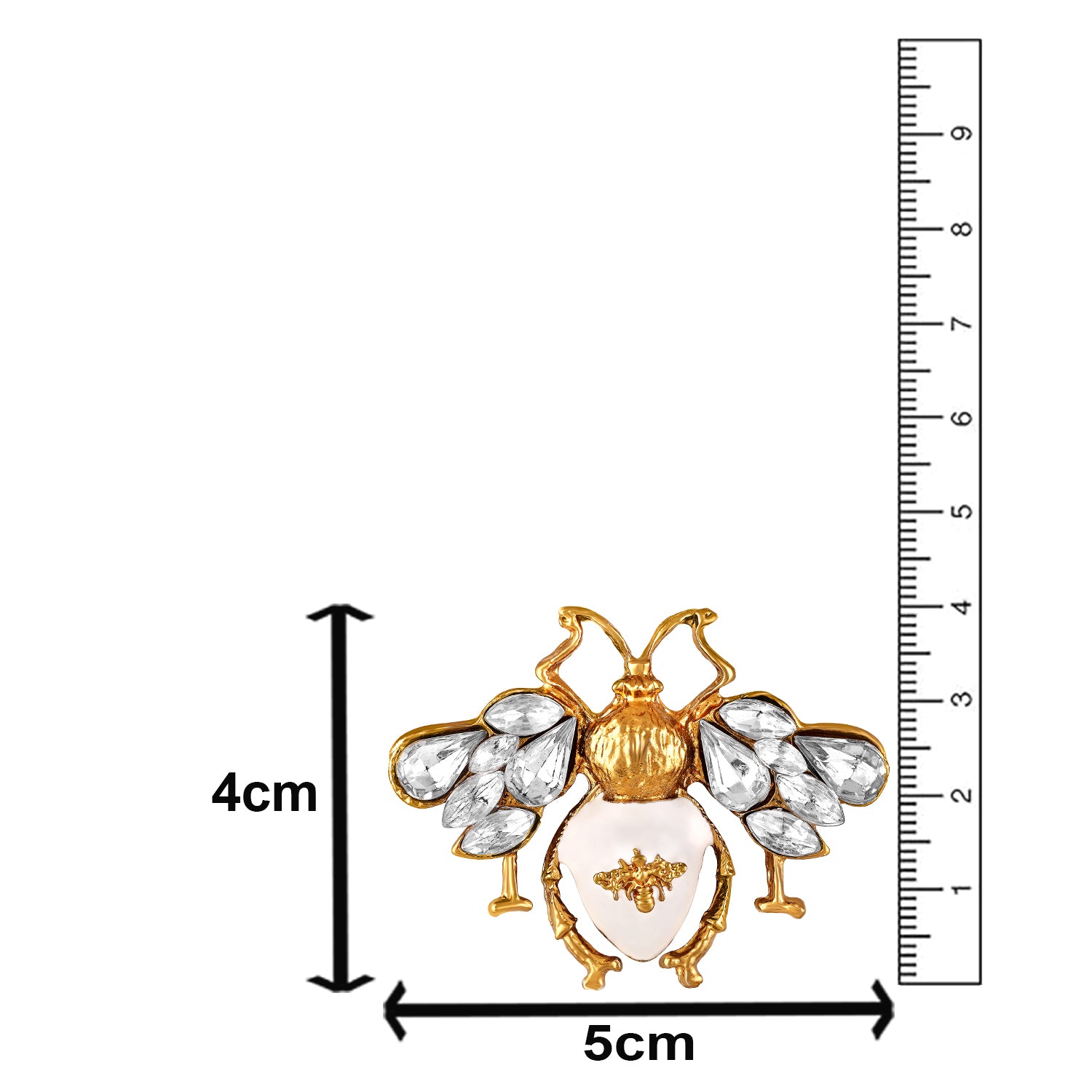 White Meenakari Bee-Shaped Brooch / Lapel Pin