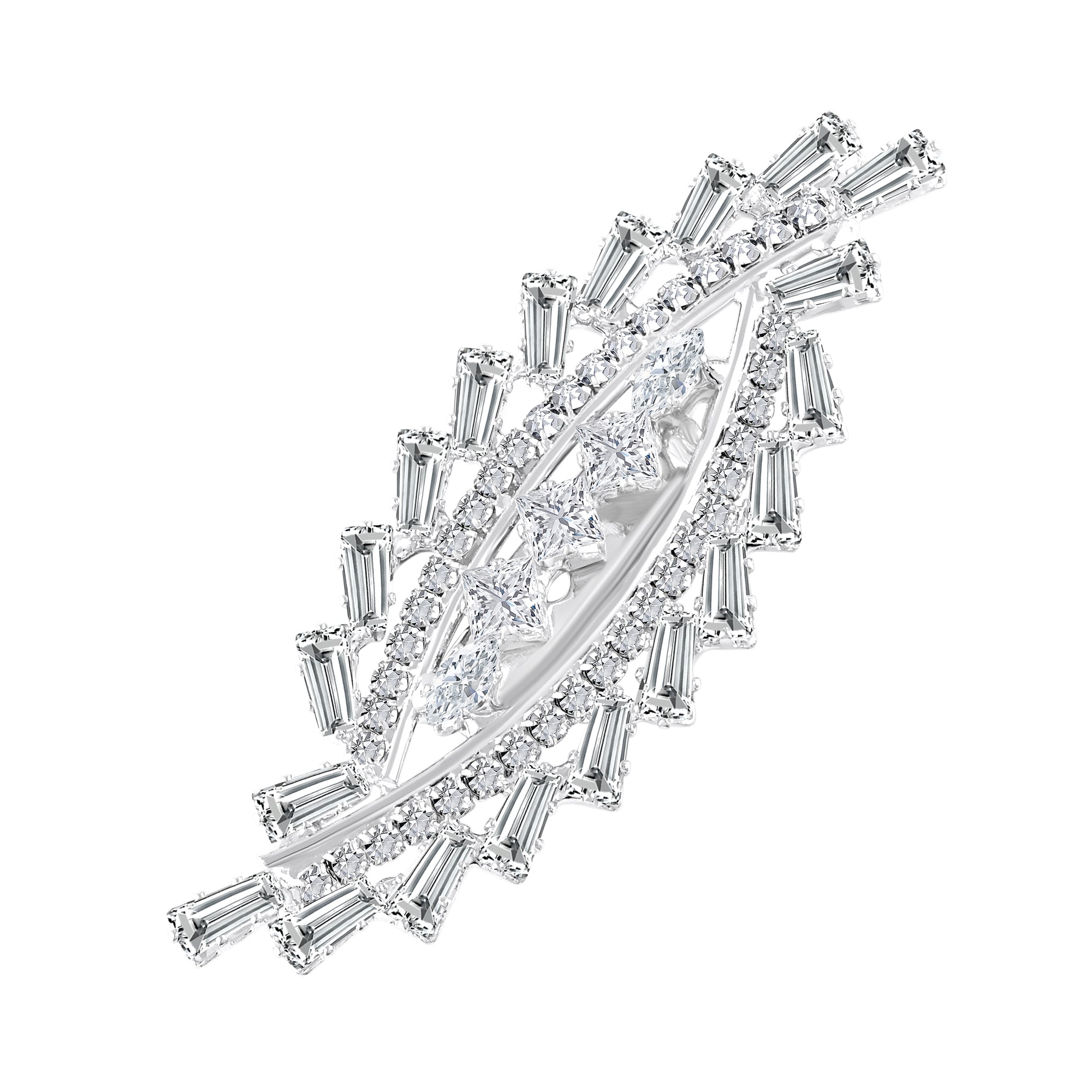White Cubic Zirconia (CZ) Studded Saree Pin Brooch