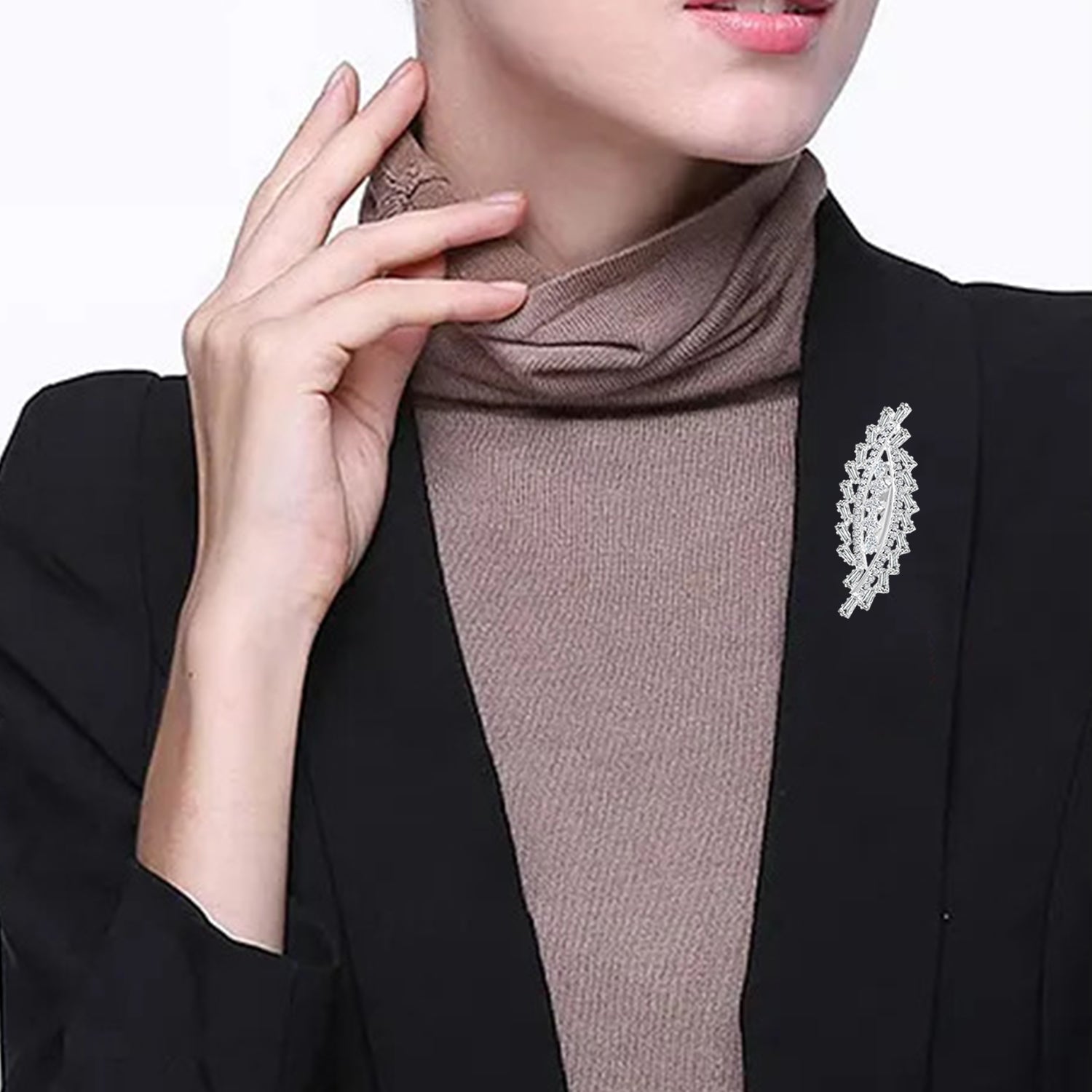 White Cubic Zirconia (CZ) Studded Saree Pin Brooch