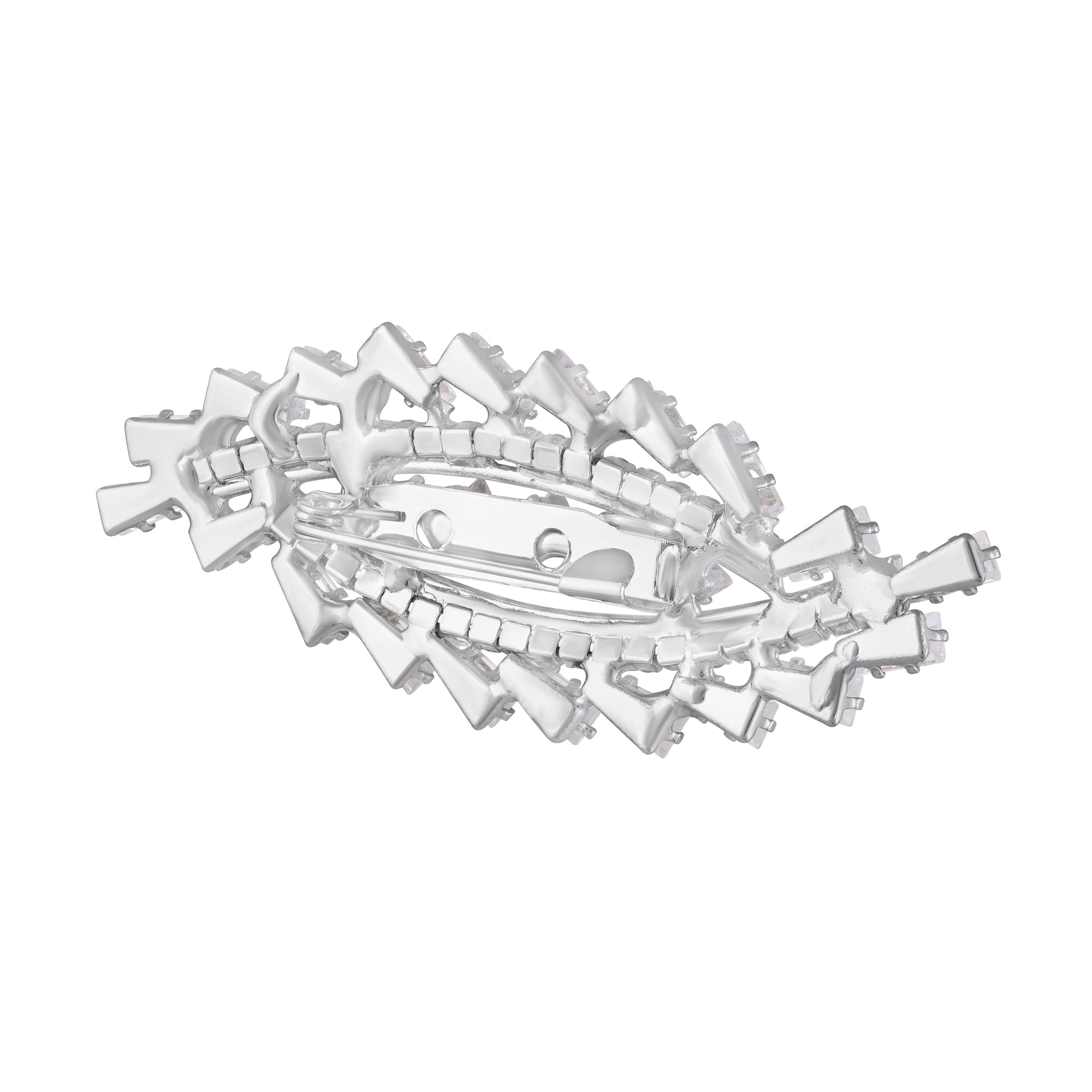 White Cubic Zirconia (CZ) Studded Saree Pin Brooch