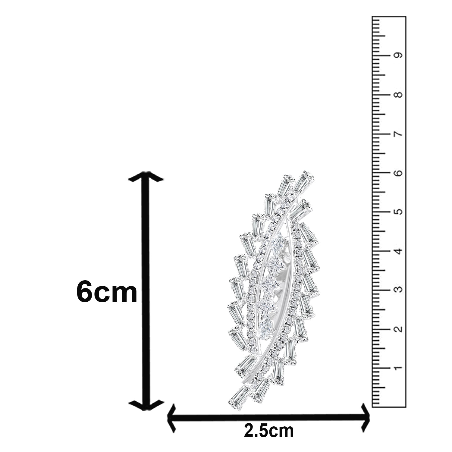 White Cubic Zirconia (CZ) Studded Saree Pin Brooch