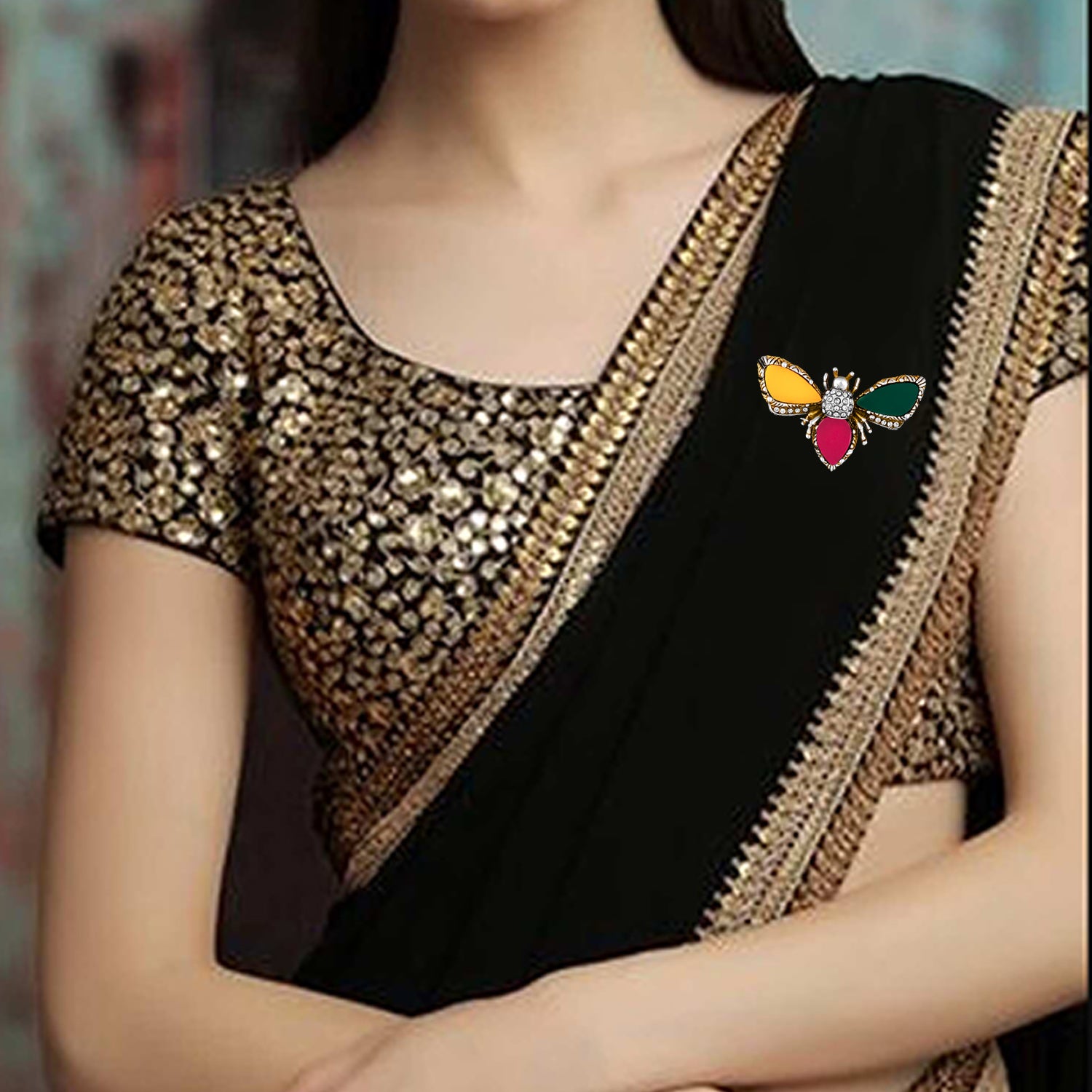 Two Tone Bee-Shaped Brooch / Lapel Pin