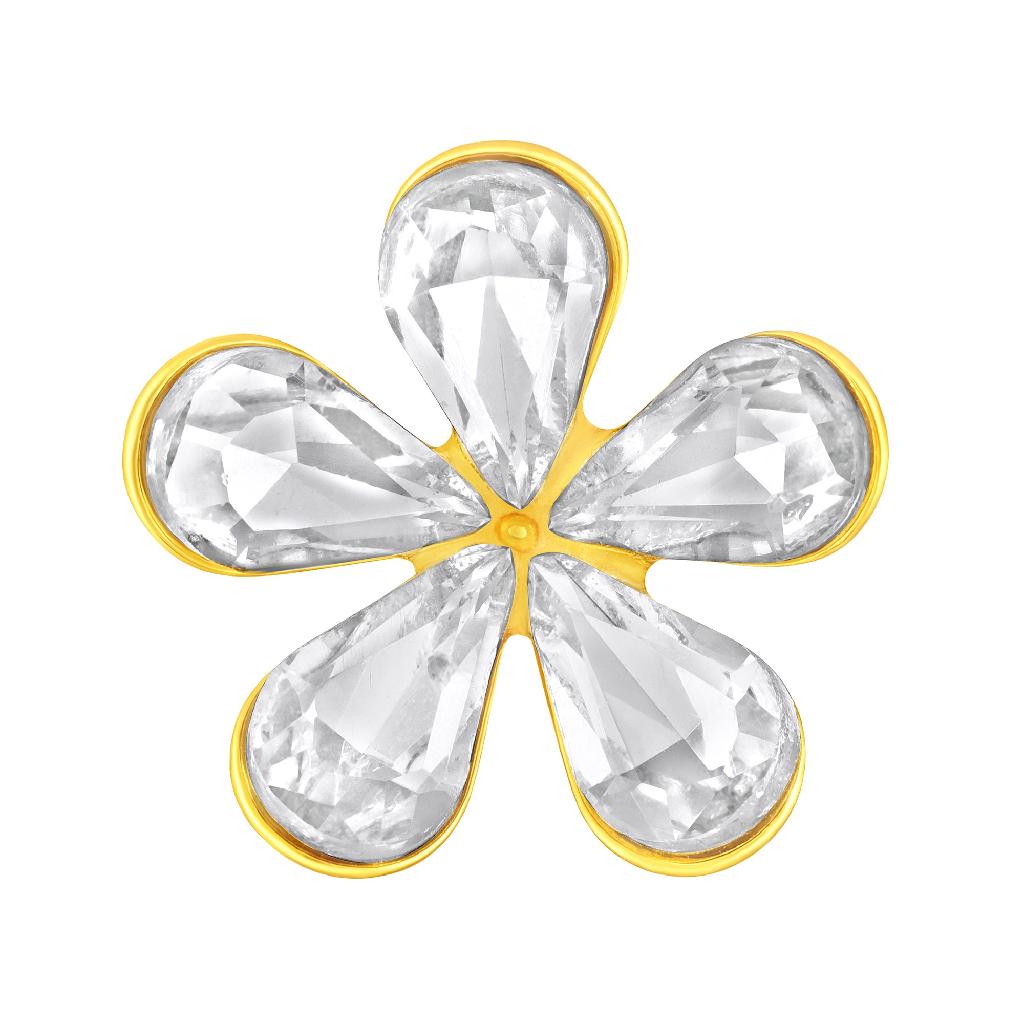 5 White Petals Floral Brooch