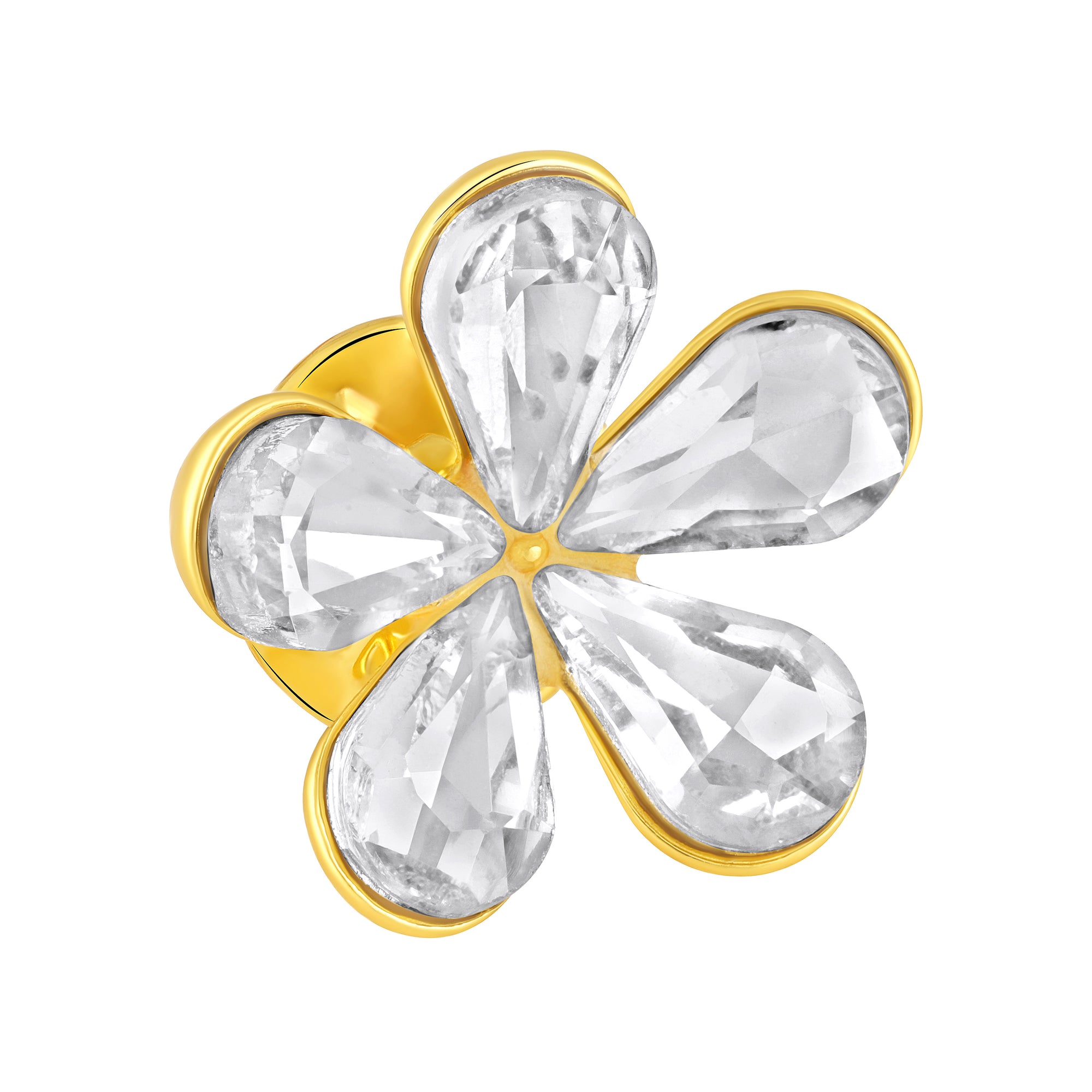 5 White Petals Floral Brooch