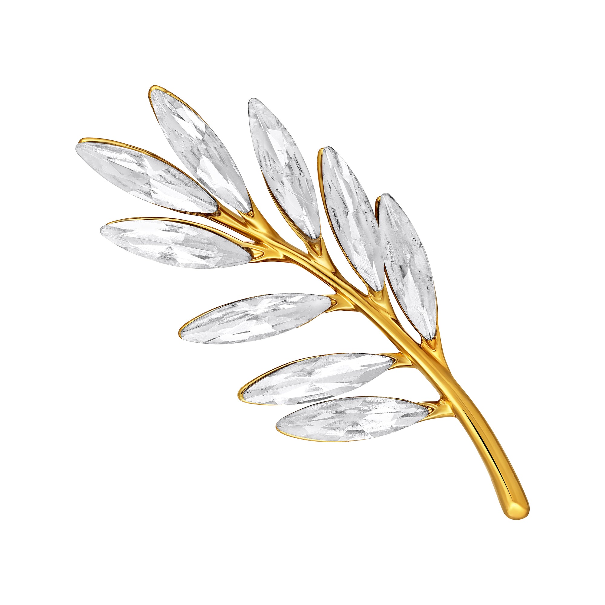 Studded Leaf Shaped Brooch