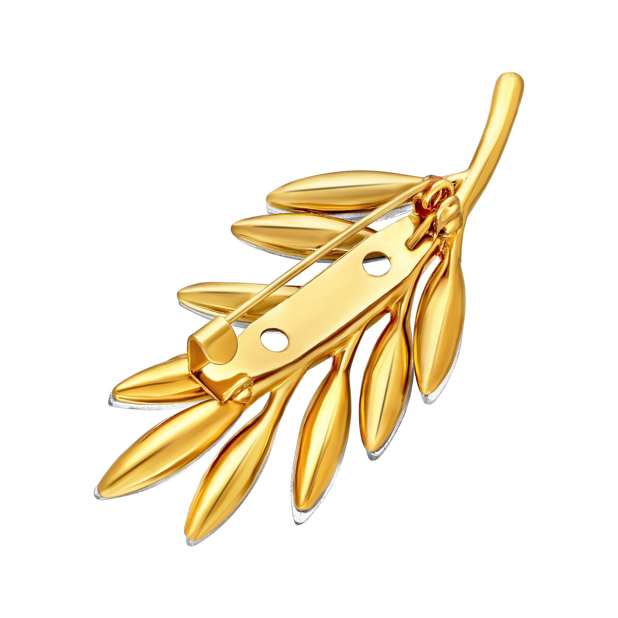 Studded Leaf Shaped Brooch