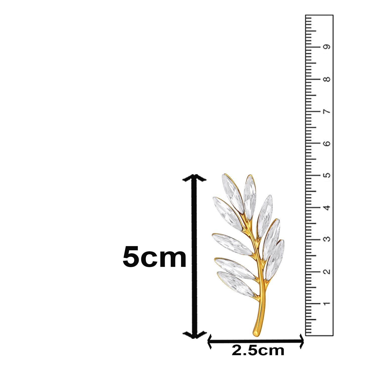 Studded Leaf Shaped Brooch