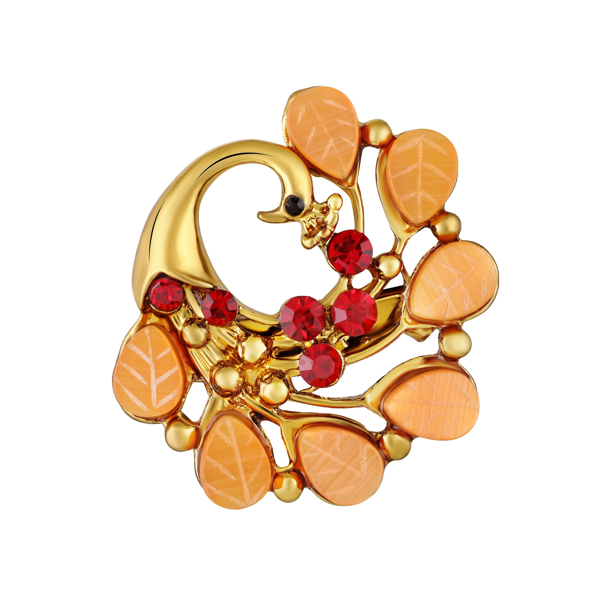 Peacock-Shaped Studded Weeding Brooch