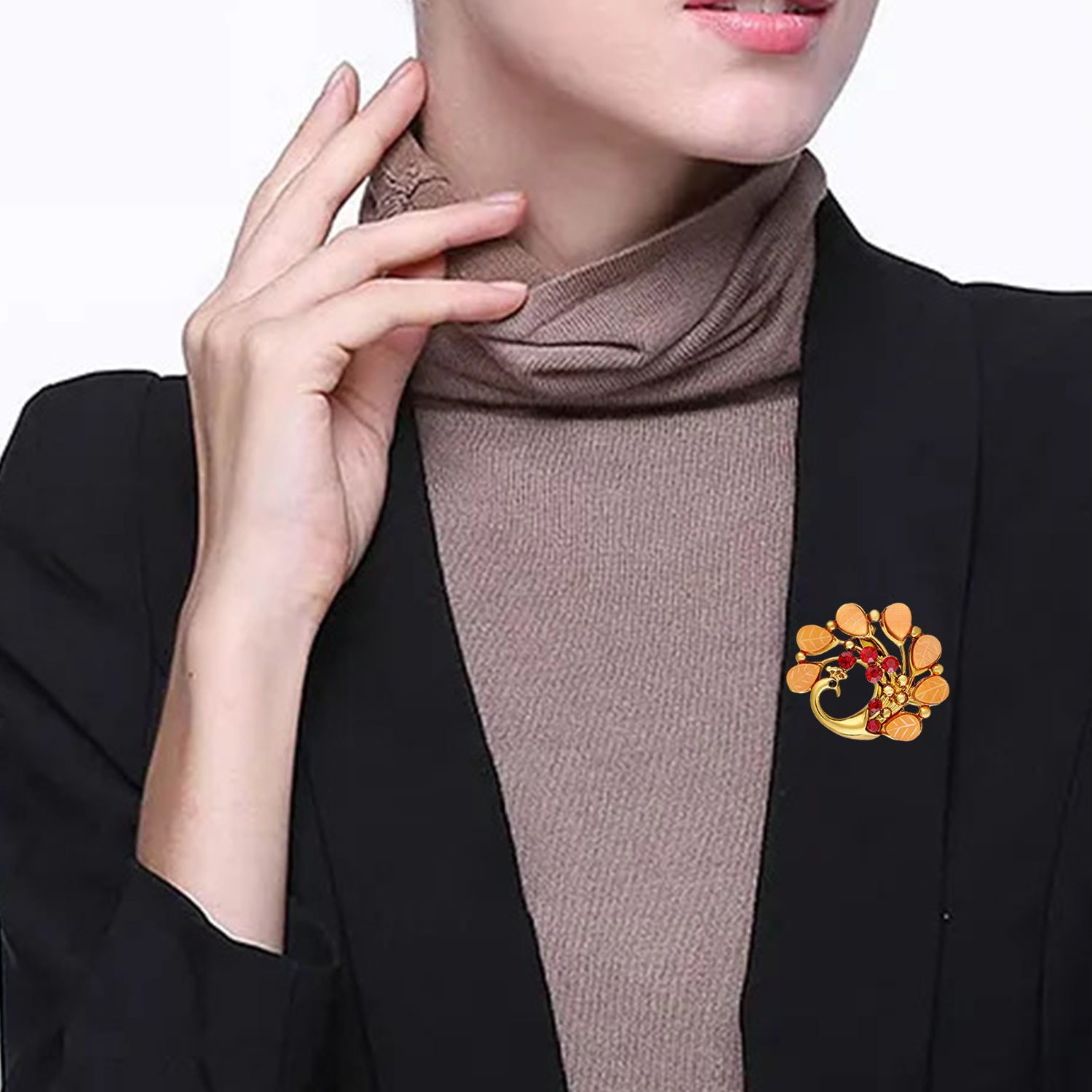 Peacock-Shaped Studded Weeding Brooch