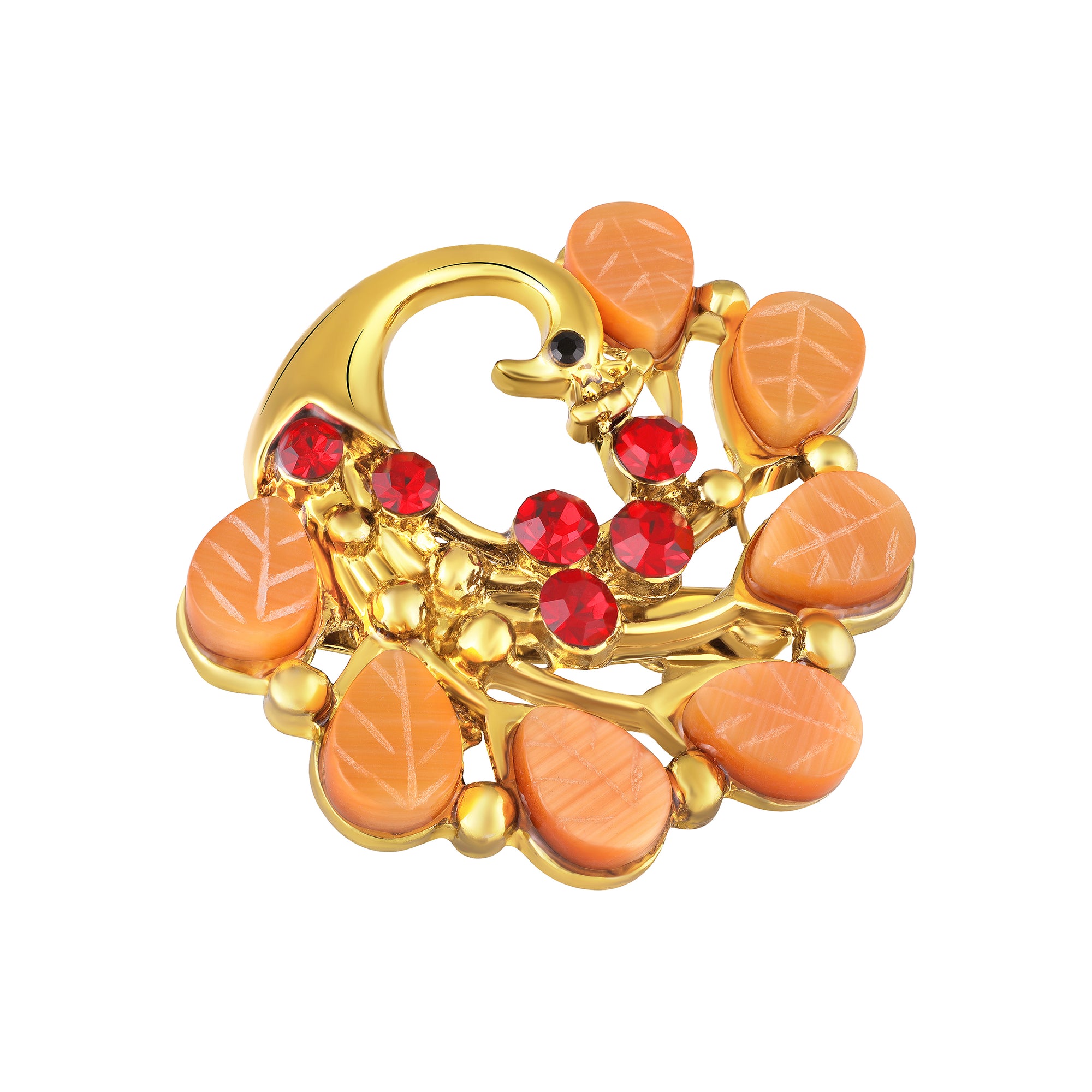 Peacock-Shaped Studded Weeding Brooch