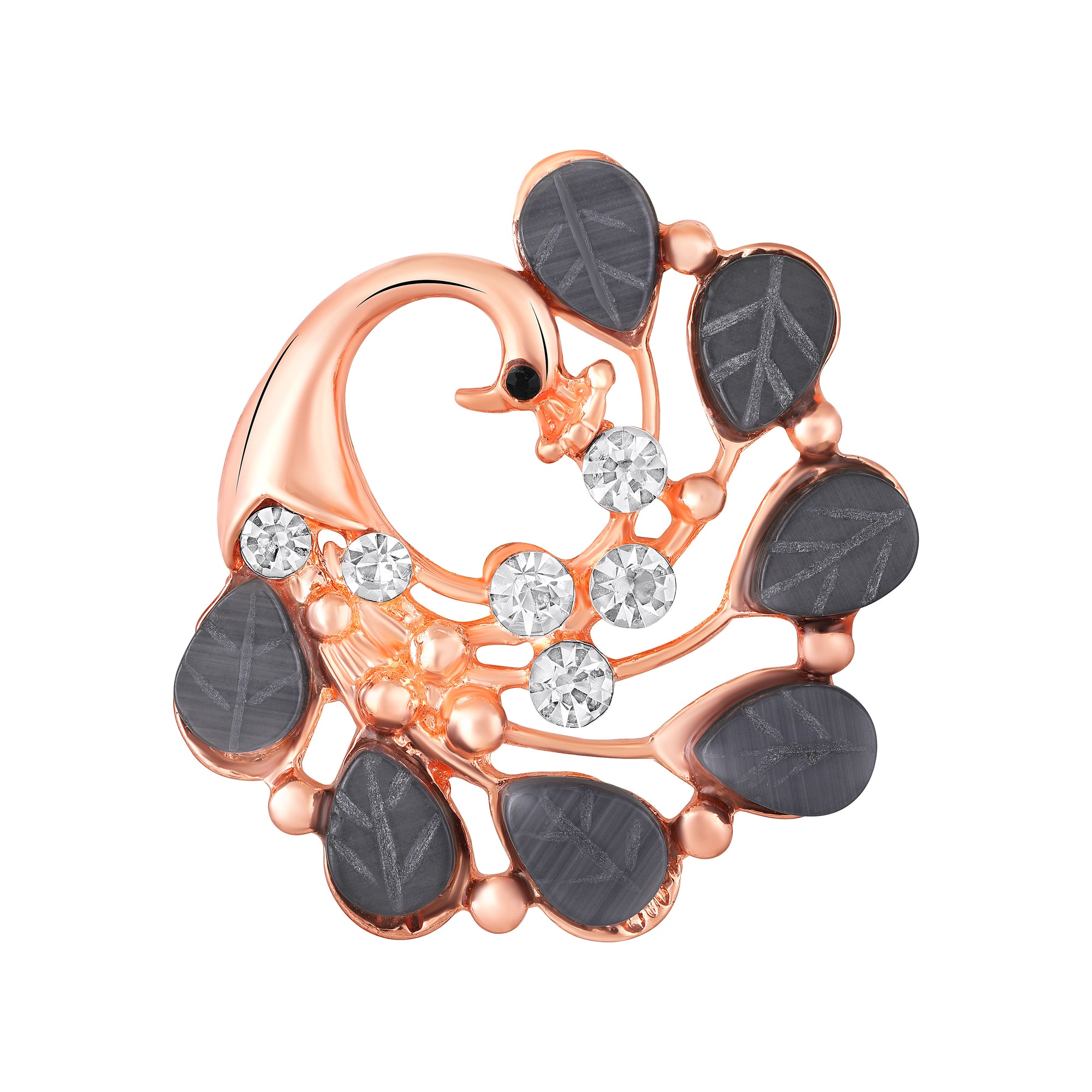 Peacock-Shaped Studded Weeding Brooch