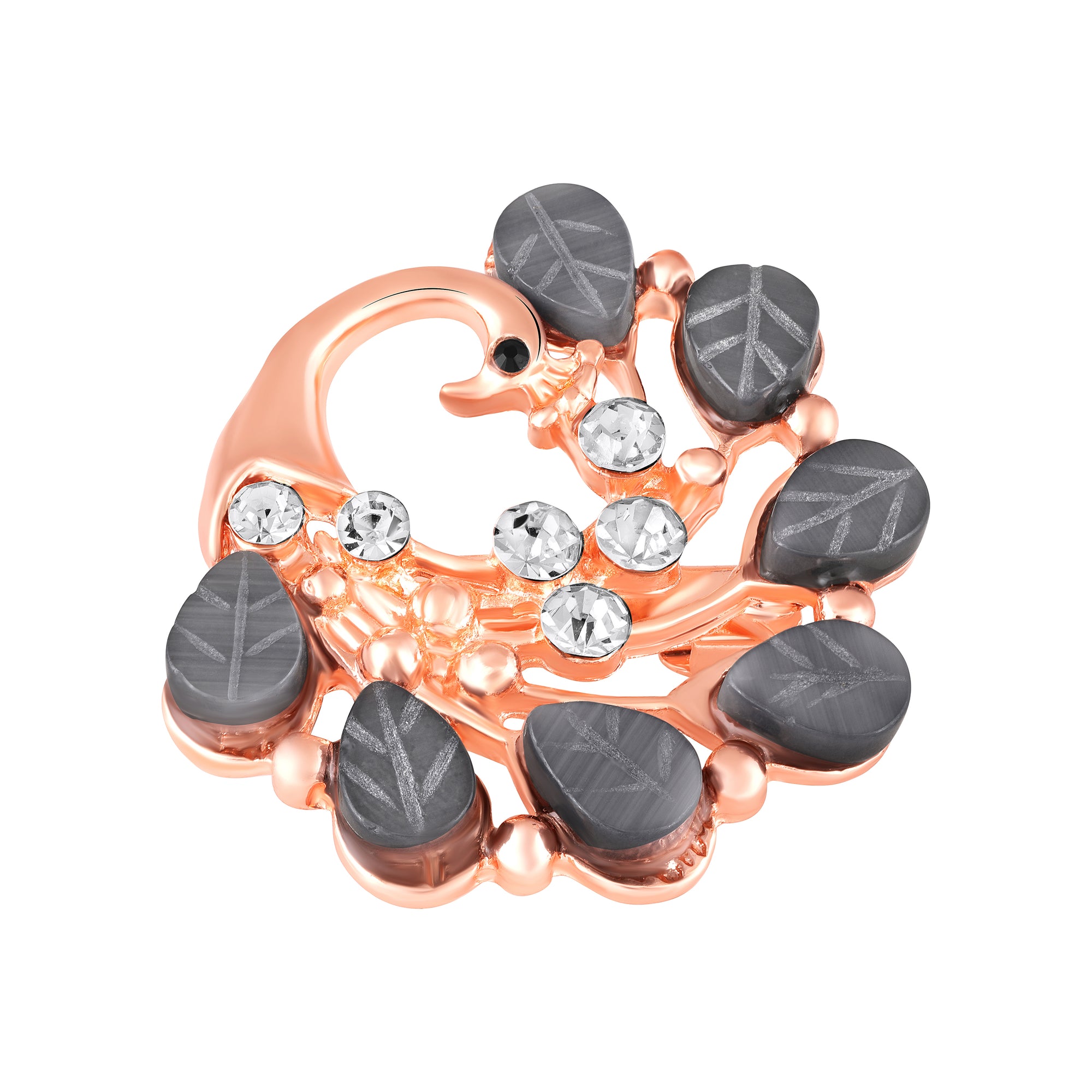 Peacock-Shaped Studded Weeding Brooch