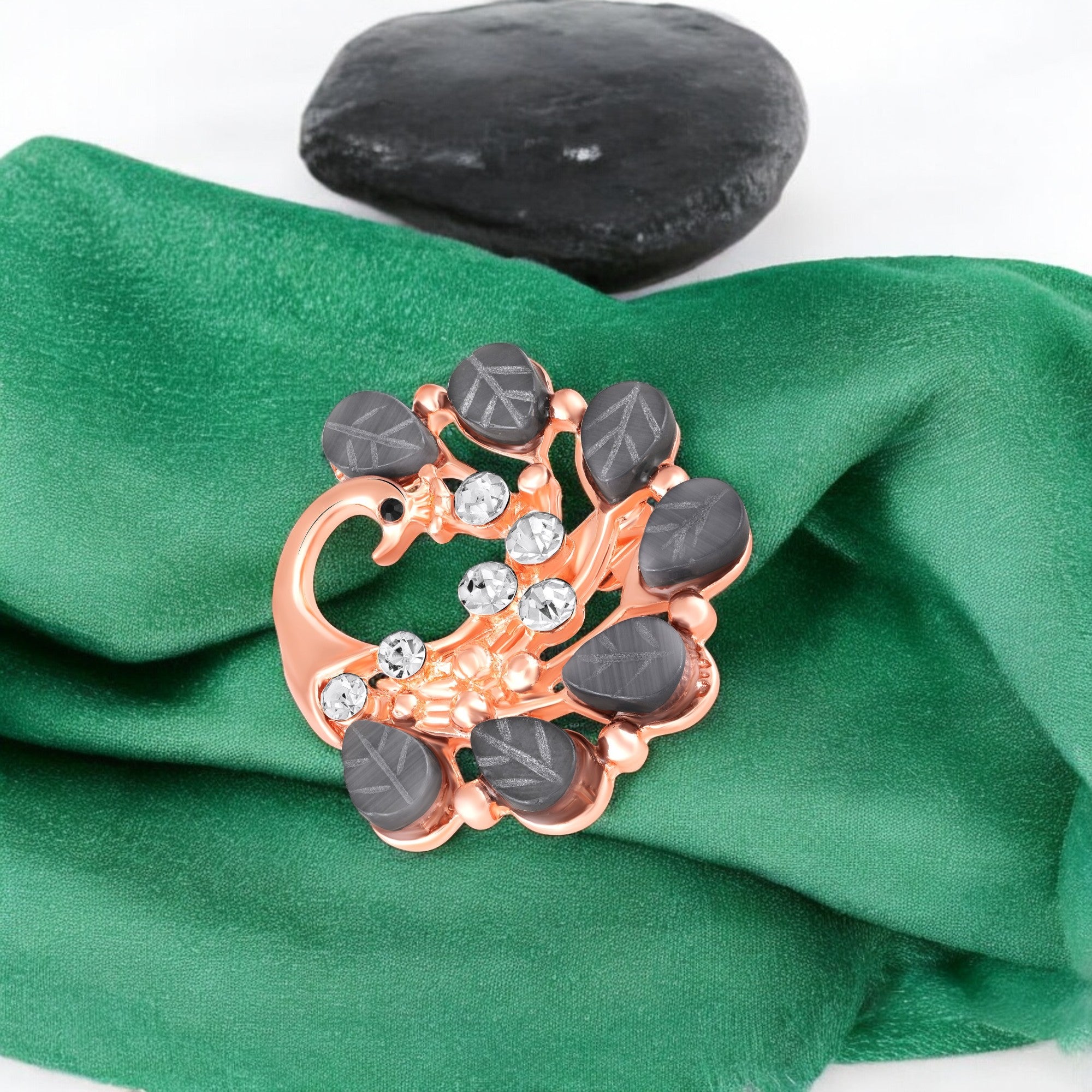 Peacock-Shaped Studded Weeding Brooch