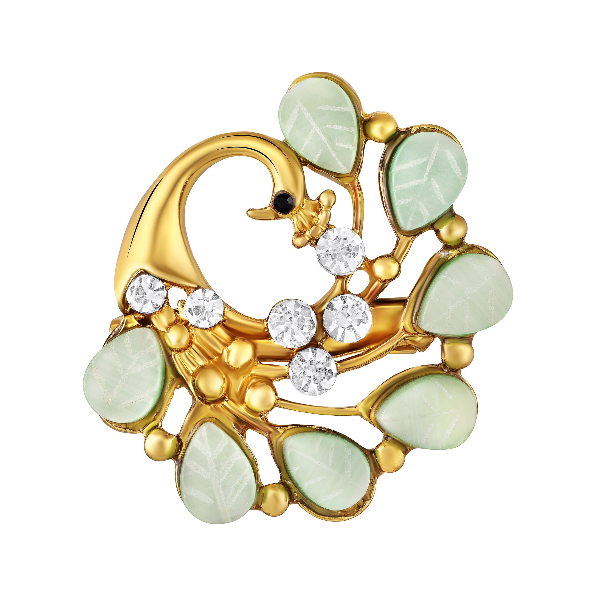 Peacock-Shaped Studded Weeding Brooch