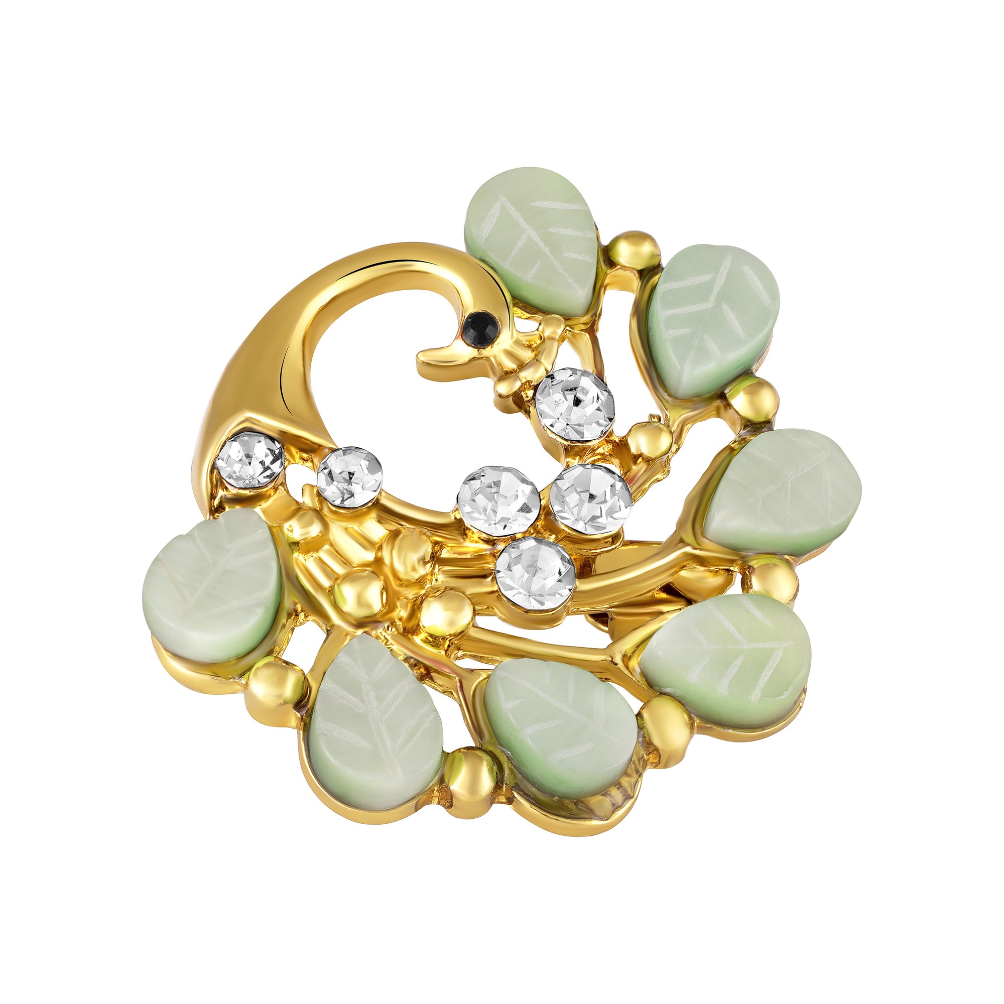 Peacock-Shaped Studded Weeding Brooch