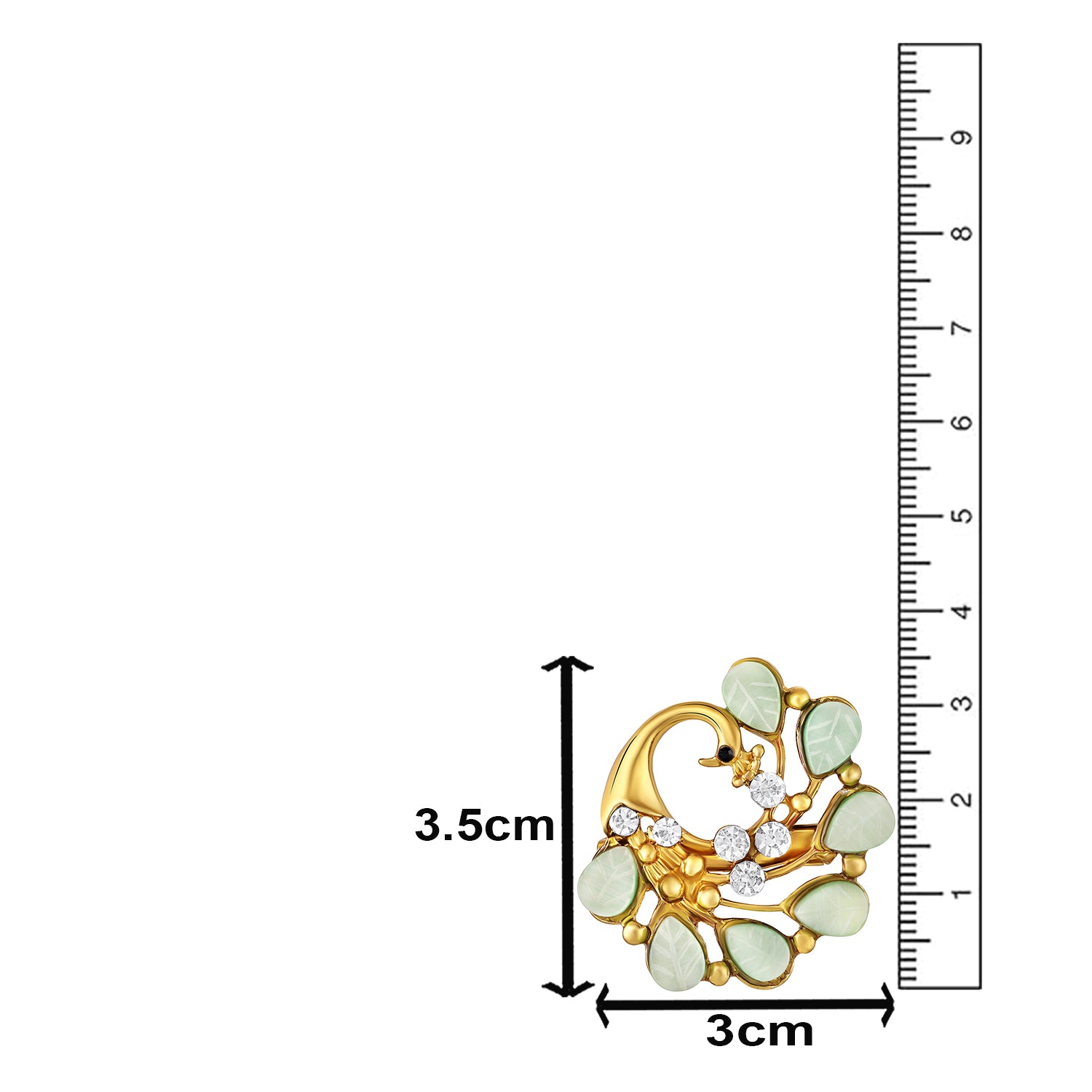 Peacock-Shaped Studded Weeding Brooch